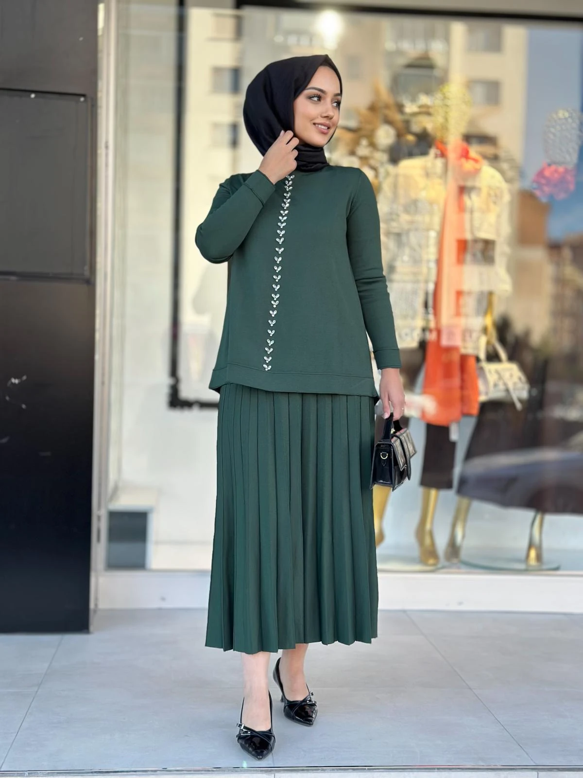 Nuss Taş Det.Etek Takım-Tac 1351 - Yeşil