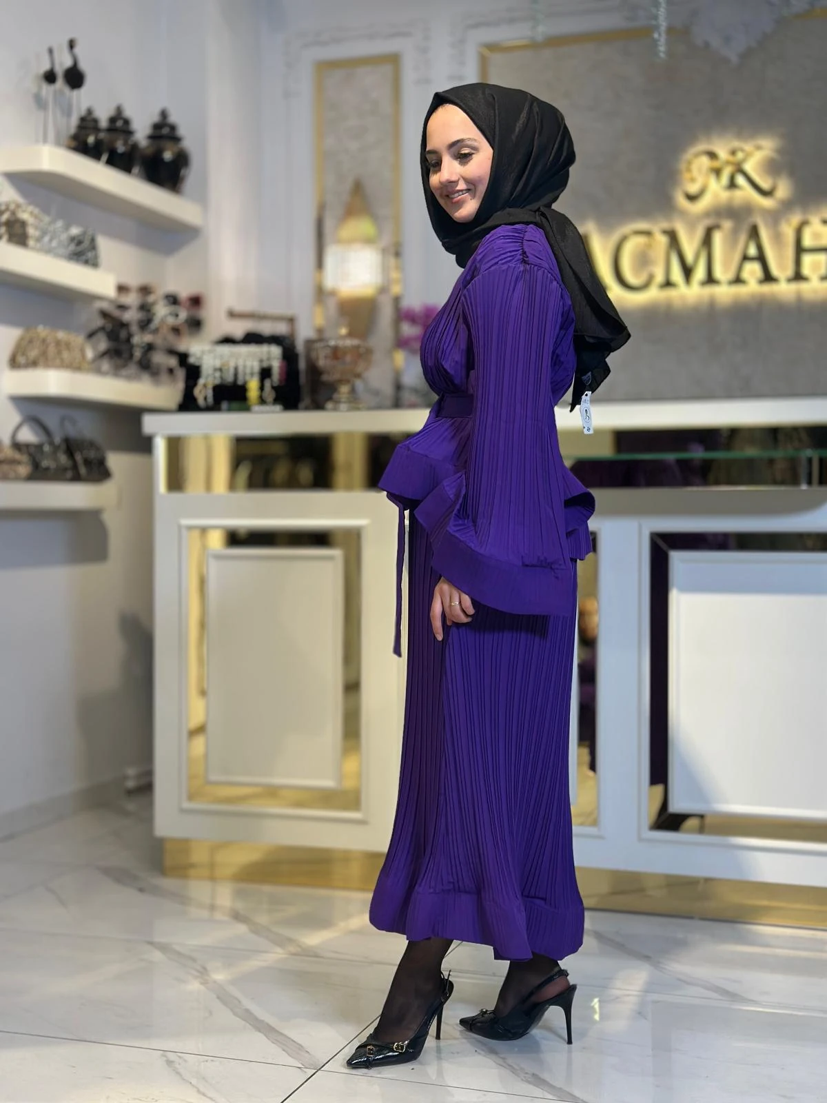 Pliseli Mor İthal Takım-Tac 85251