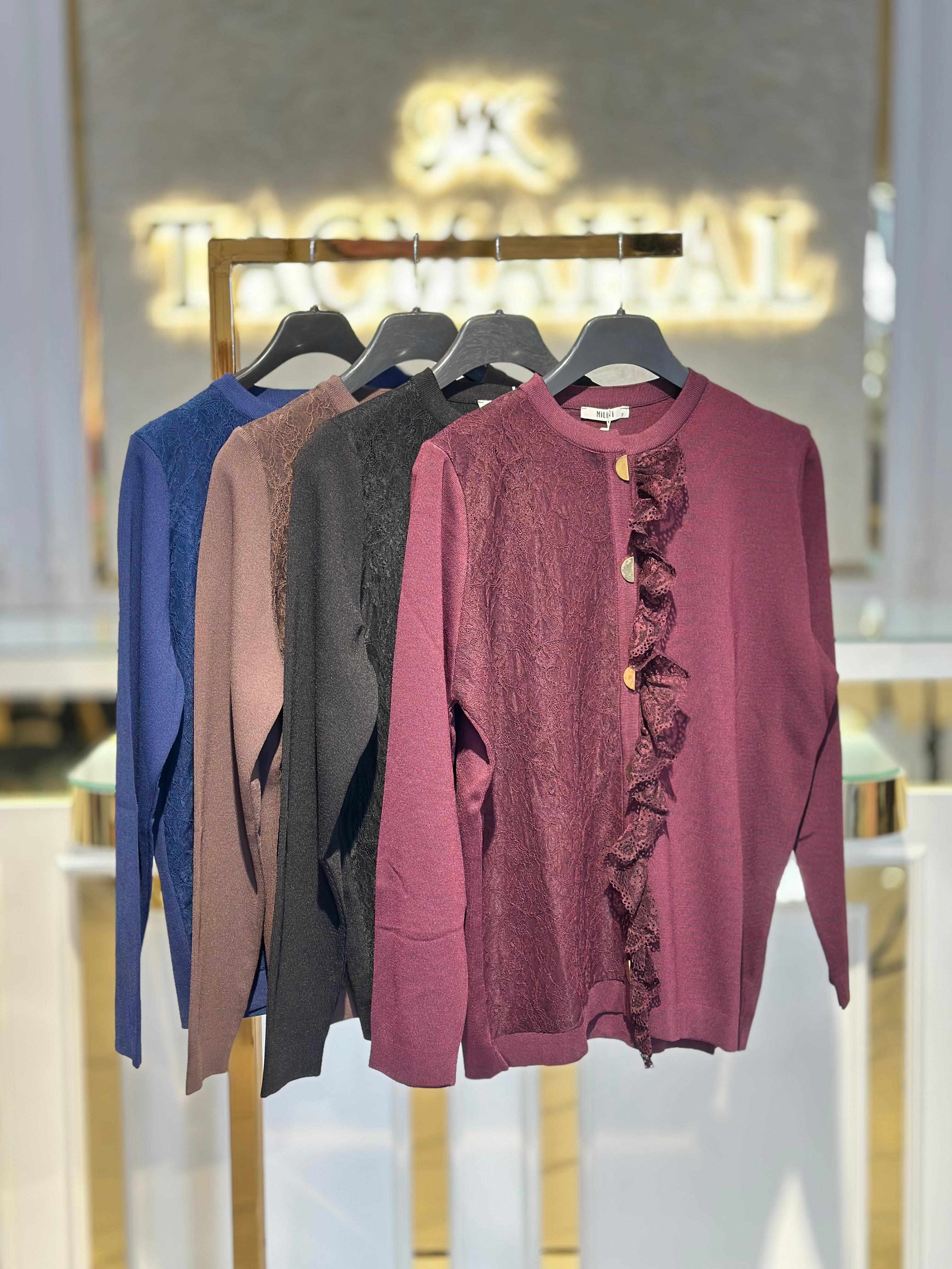 Önü Dantel Kaplamalı Hırka-Tac 3079