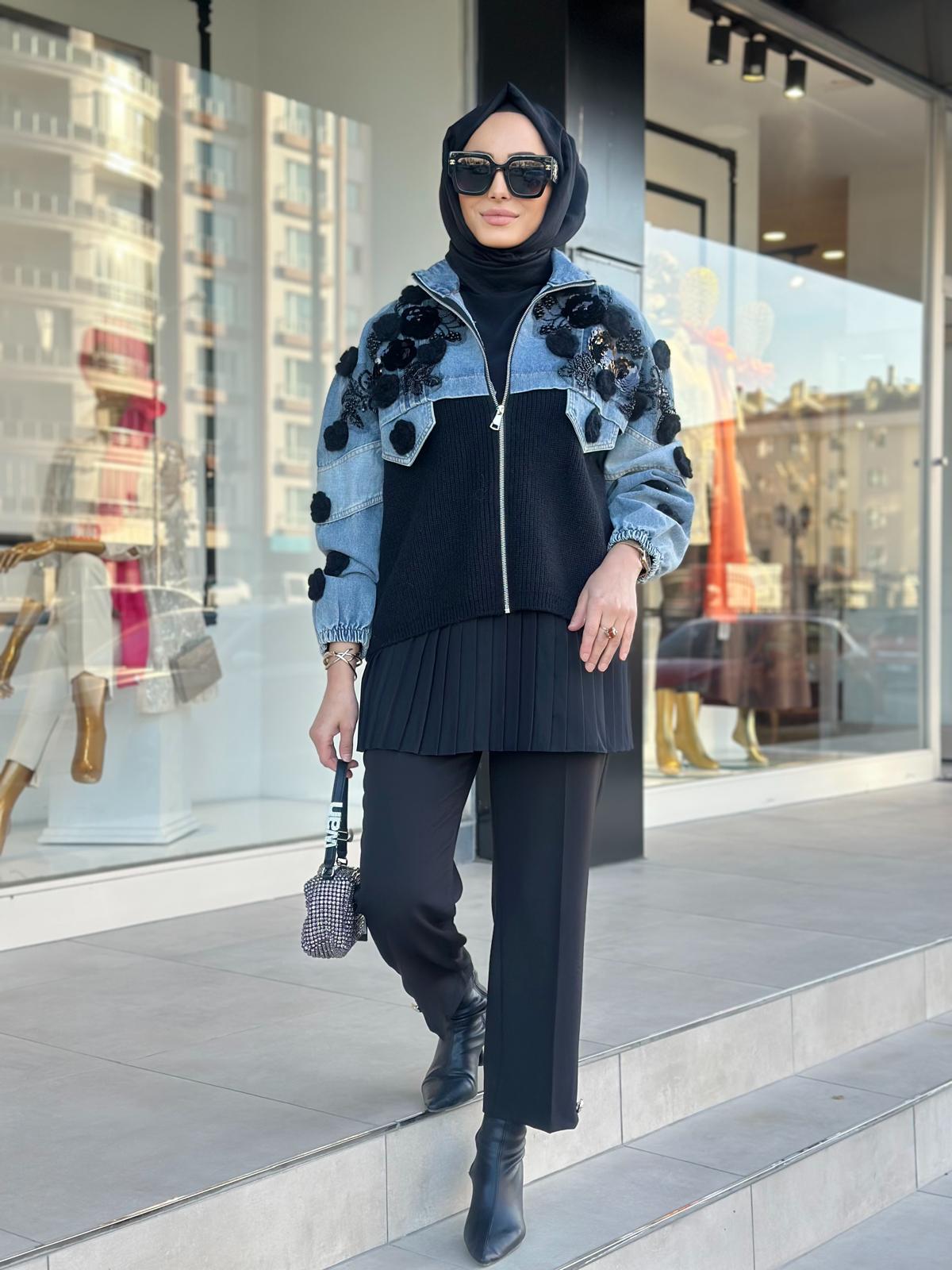 Güllü İthal Boomber Kot Ceket-Tac 95139