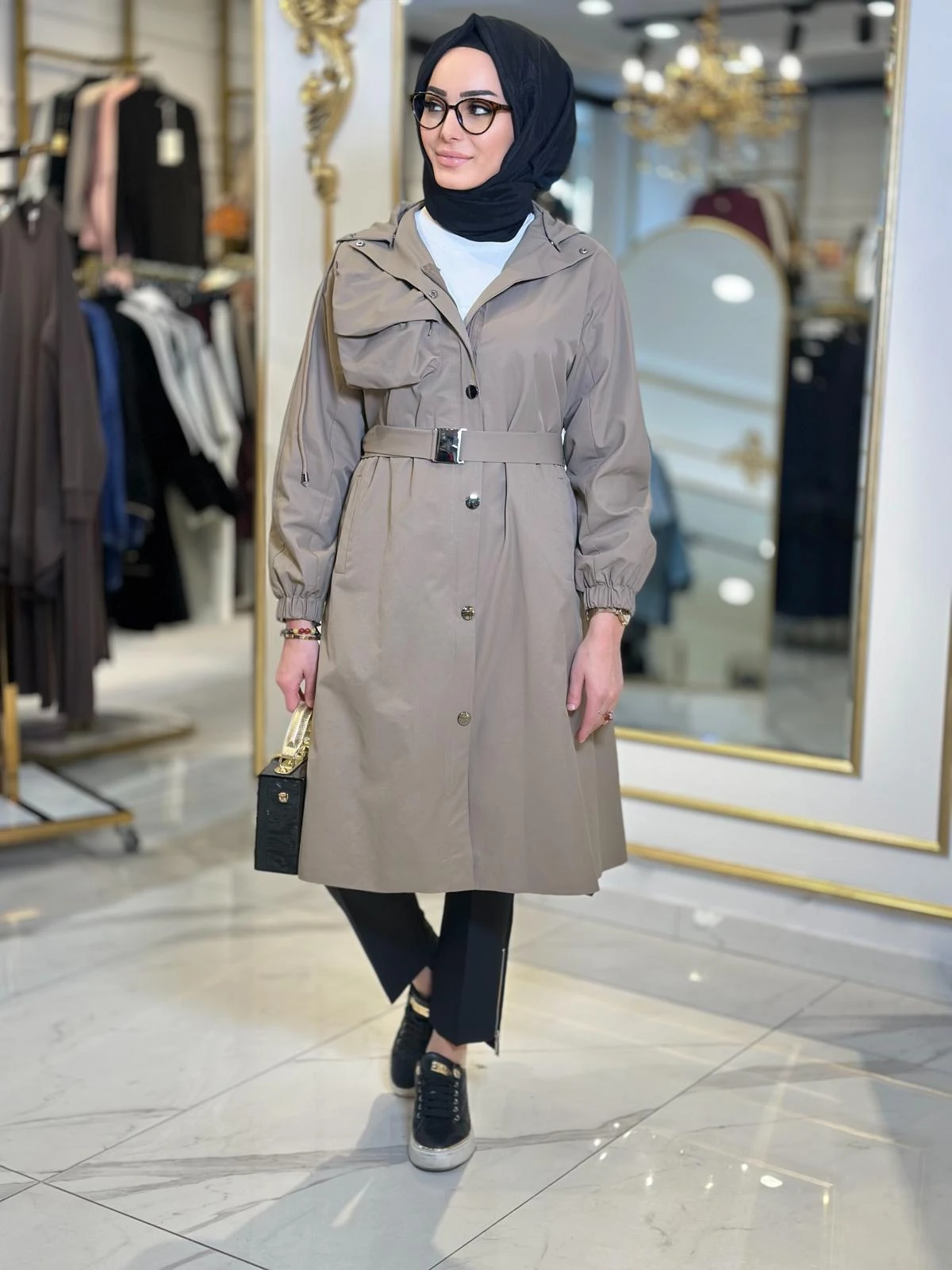 Cep Det. Kapşonlu Trenç-Tac 7968