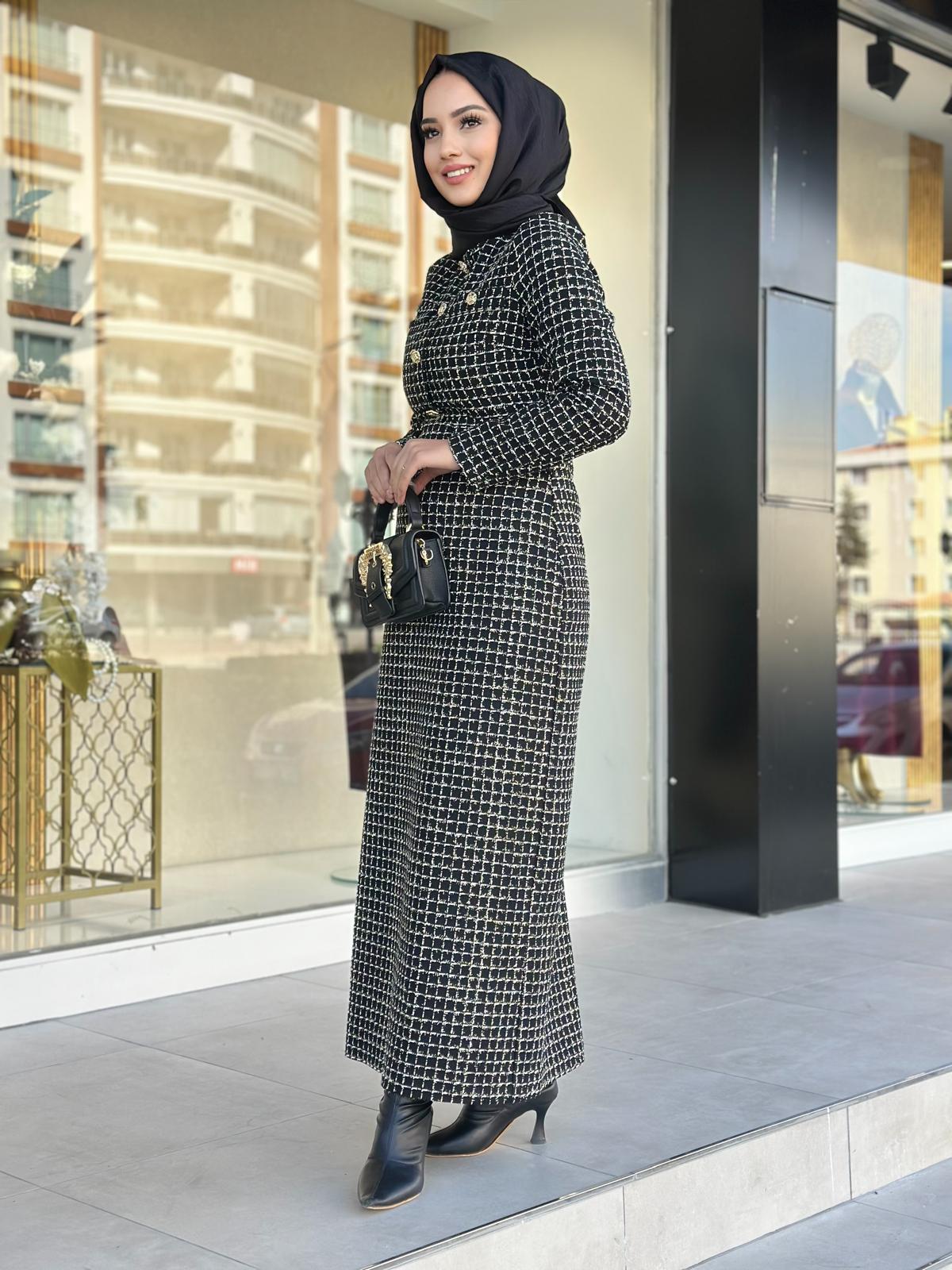 Kareli Tüvit Elbise-Tac 54001