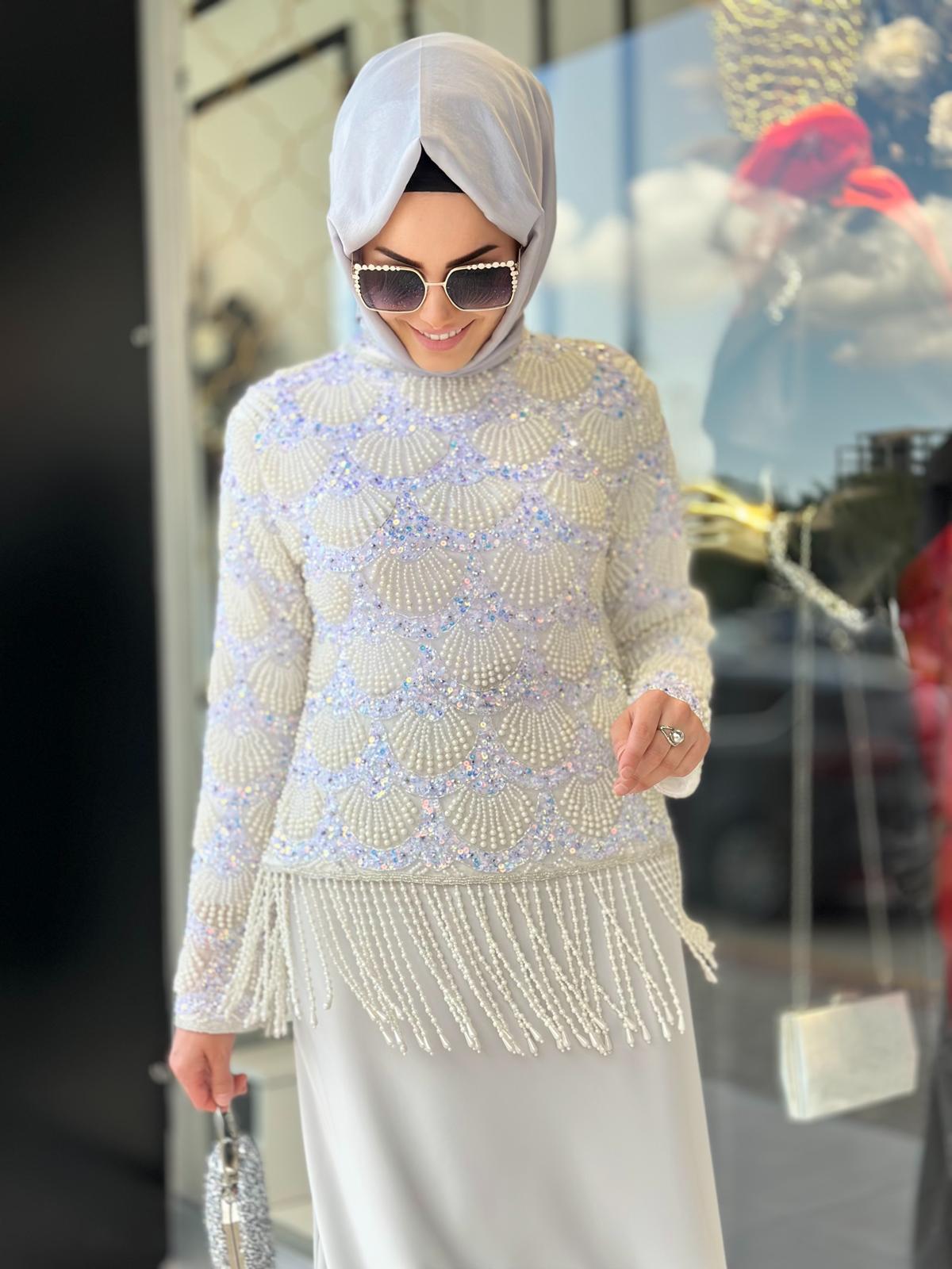 İşlemeli Ceket Abiye-Tac 85264