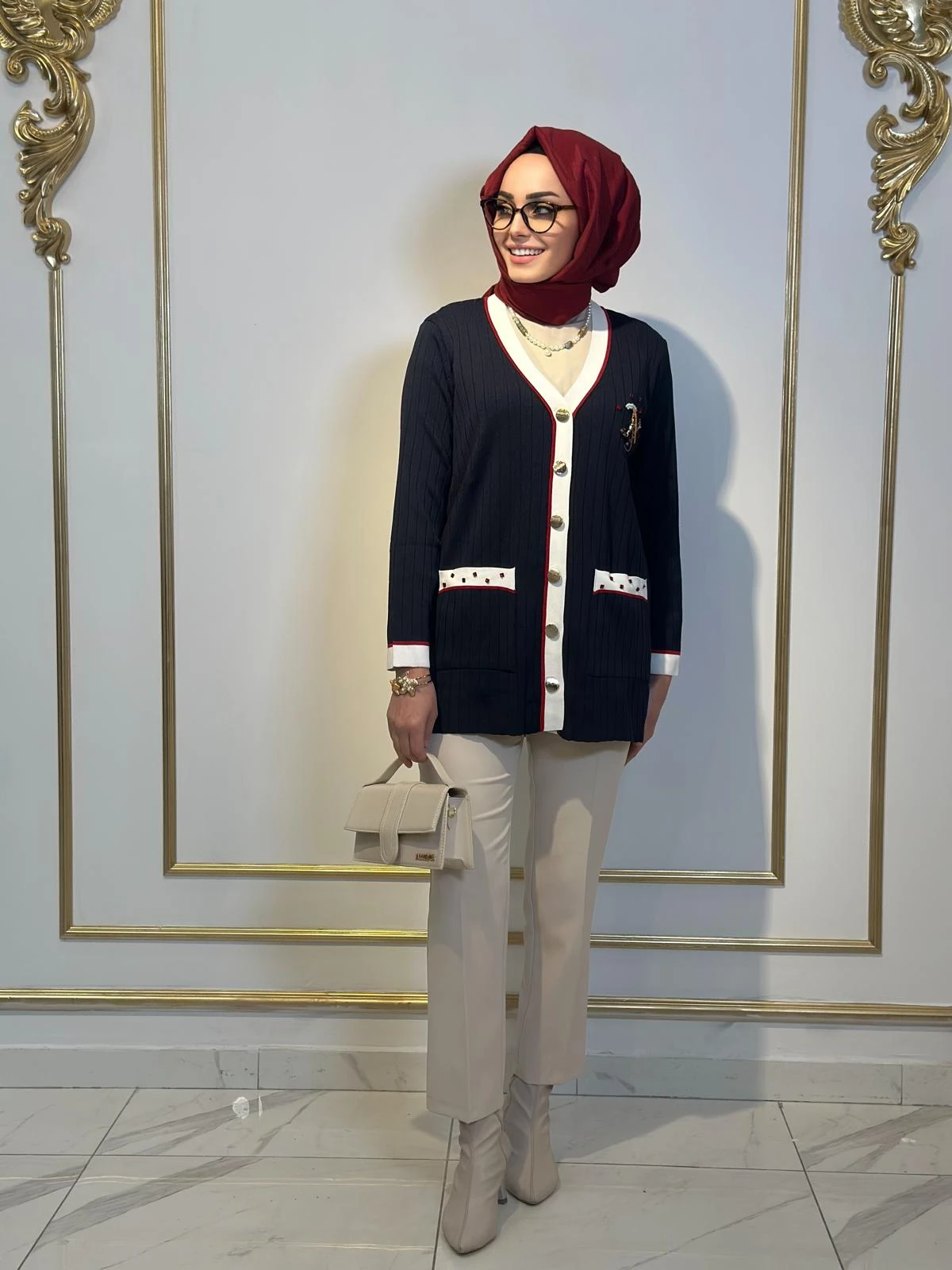 Şerit Det.Düğmeli Hırka-Tac 17023