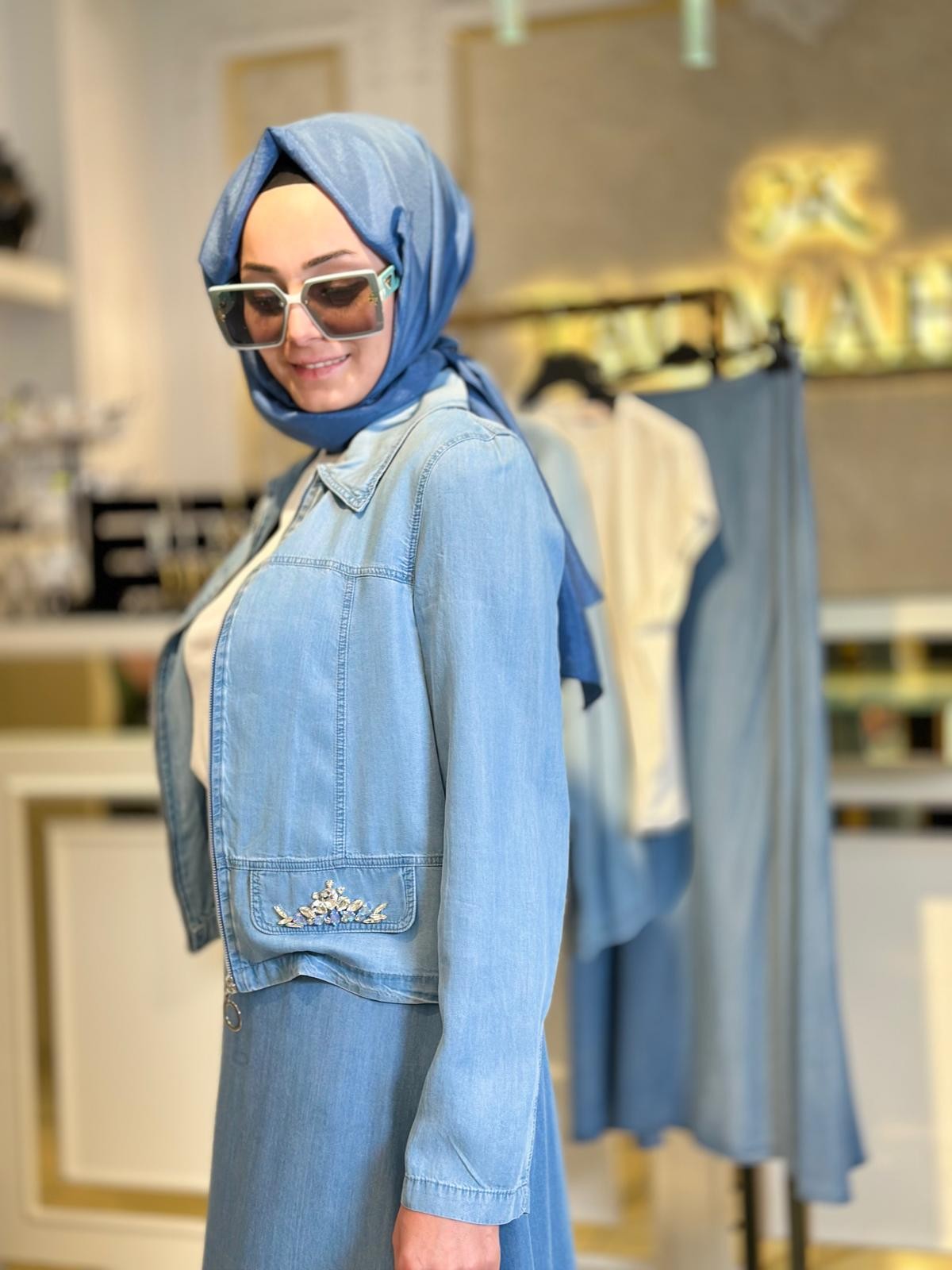 Taş Det.Tencel Etek Takım-Tac 14248