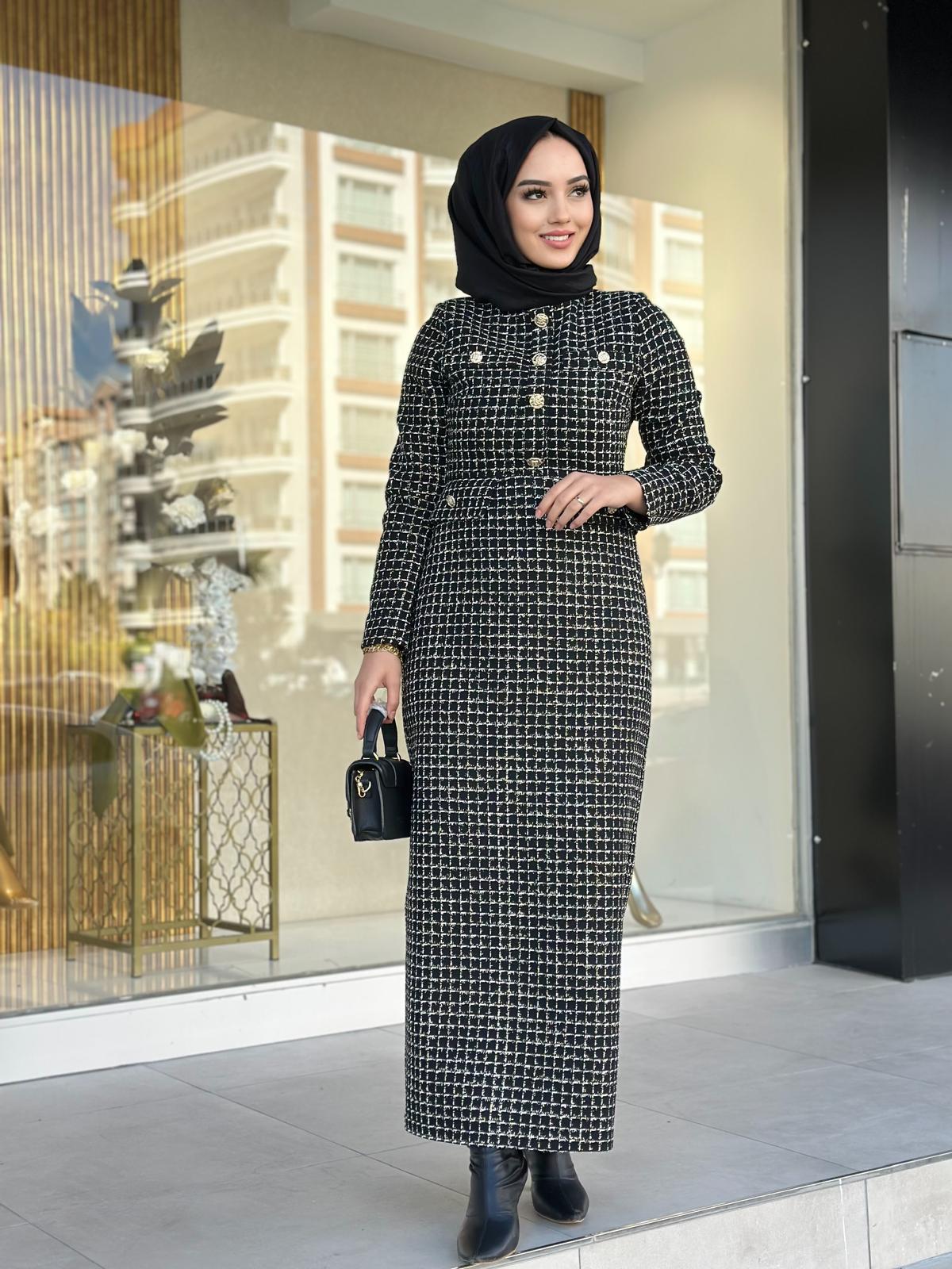 Kareli Tüvit Elbise-Tac 54001