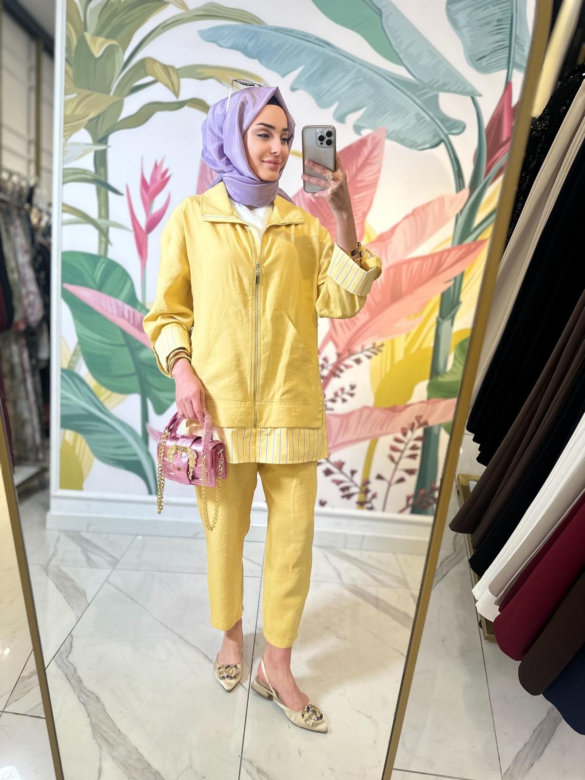 Çizgili Poplin Pant.Takım-Tac 2097