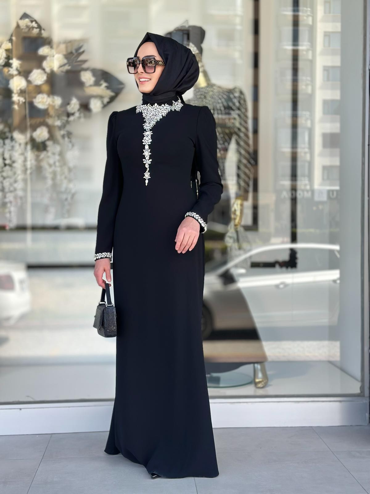 Taşlı Krep Abiye-Tac 4257