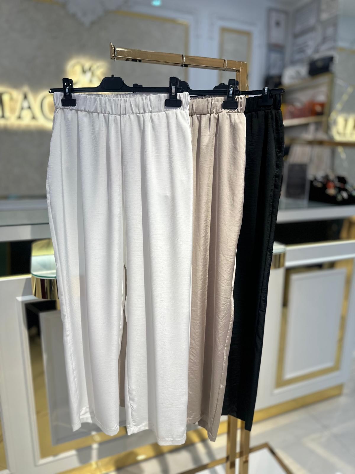 Bol Paça İpek Kumaş Pant.-Tac 12857