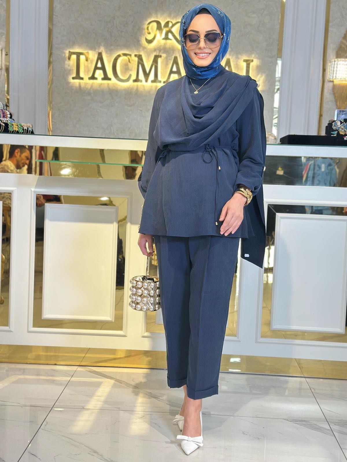 Omzu Düğmeli Pant. Takım-Tac 1529 - LACİVERT