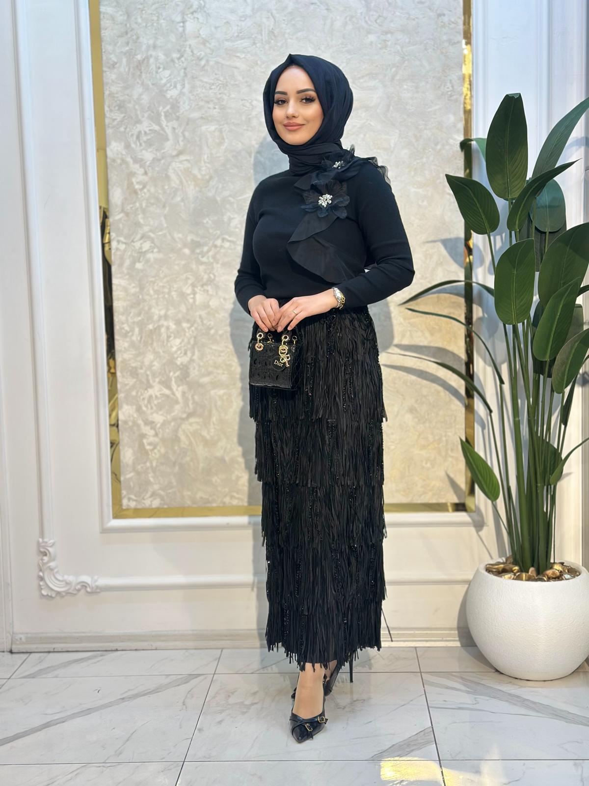 Omzu Çiçek İthal Bluz-Tac 00415