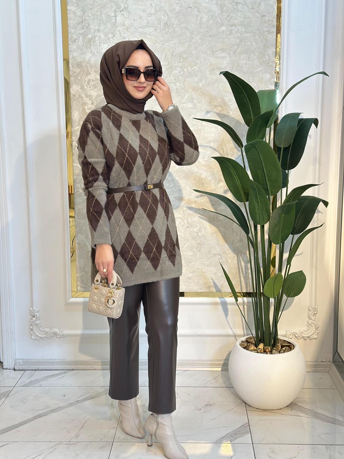 Simli Baklava Desen Angora Kazak-Tac 140542