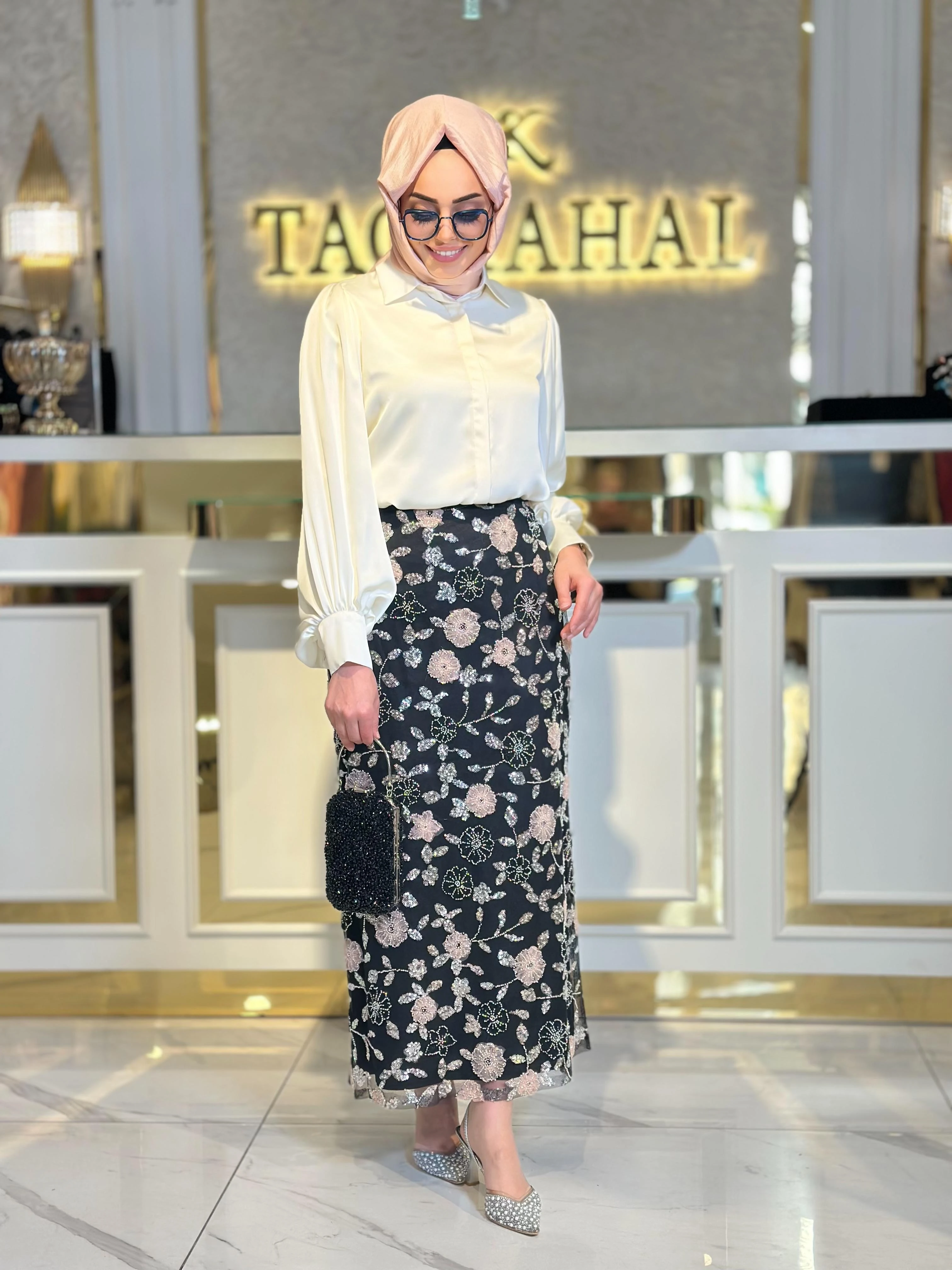 Taş Çiçekli Etek-Tac 56001