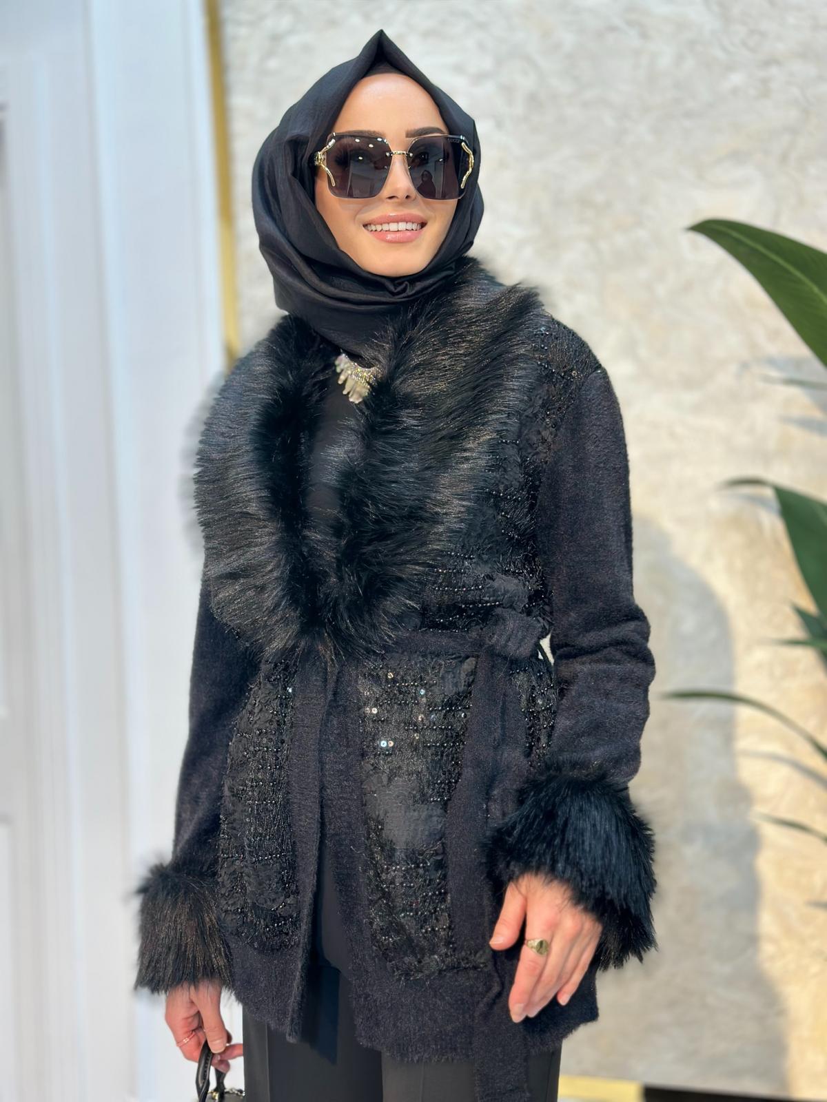 Kürklü Giyçık-Tac 7945 - SİYAH