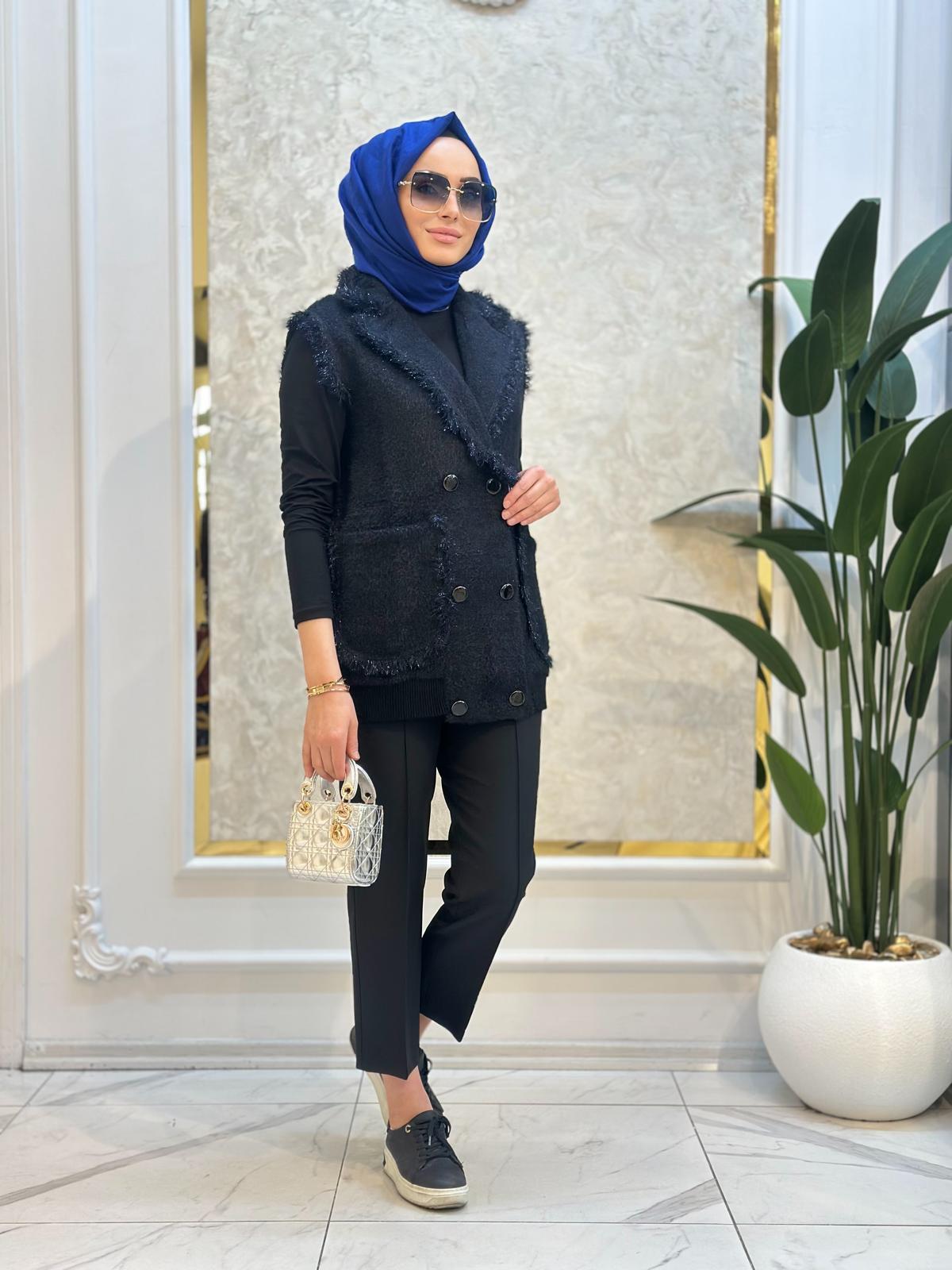 Kruvaze Düğme Det.Yelek-Tac 20763