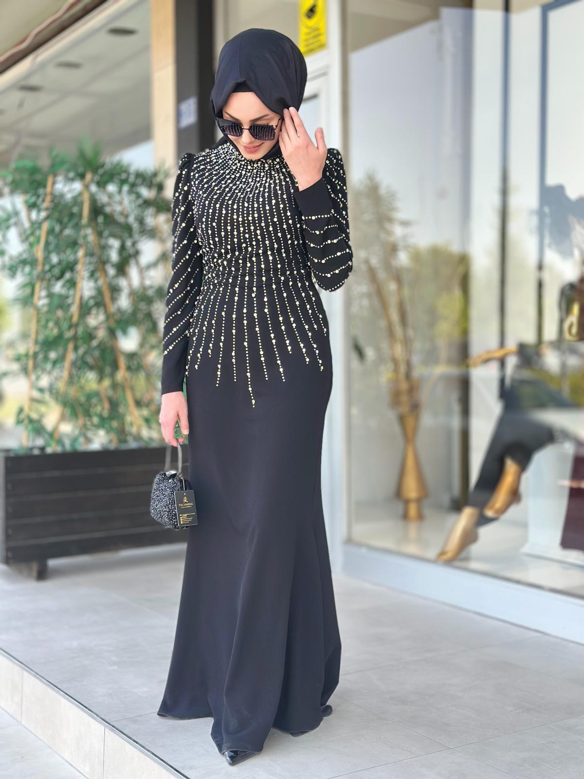 Üstü Ful Taşlı Abiye-Tac 4328