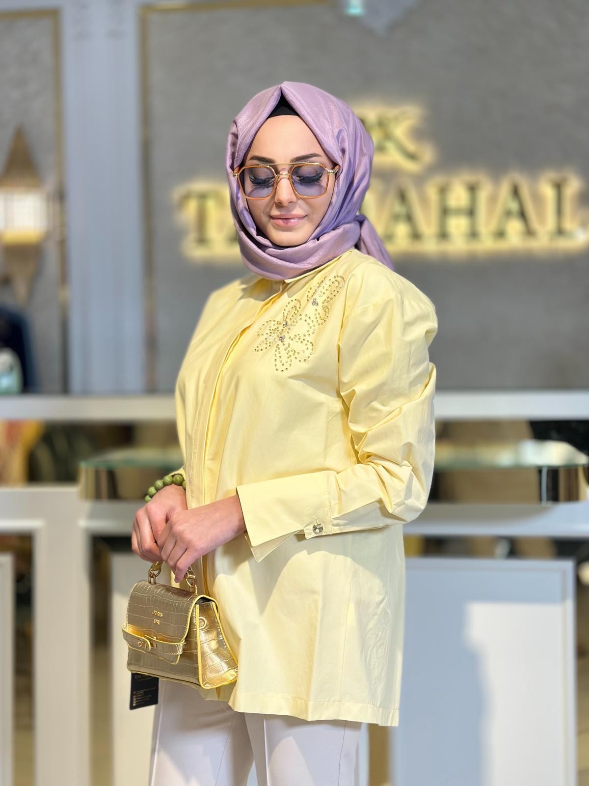 Mimoza Gömlek-Tac 79010 - Sarı