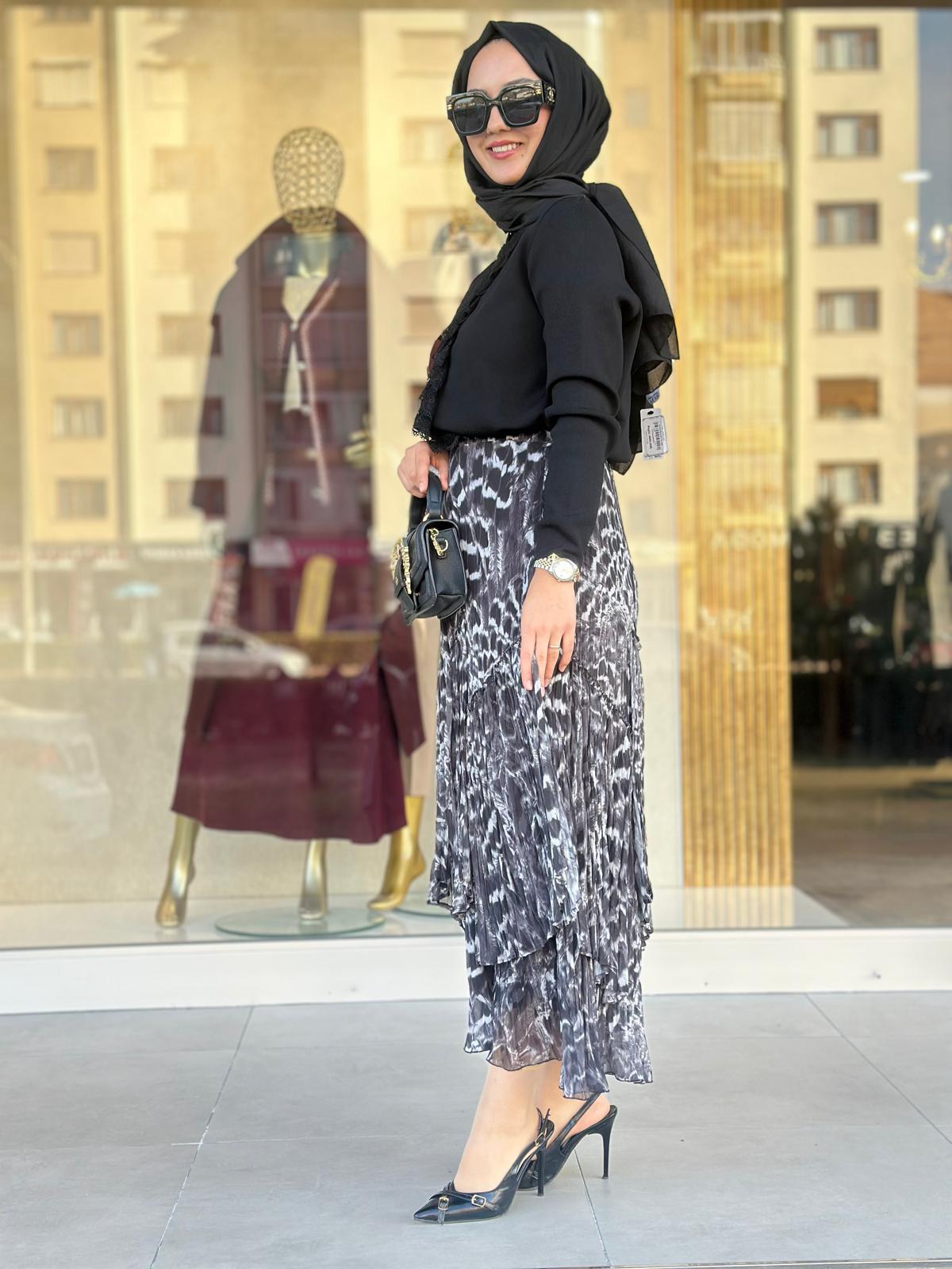 Leoapar Parçalı Kırıştırma Etek-Tac 5476