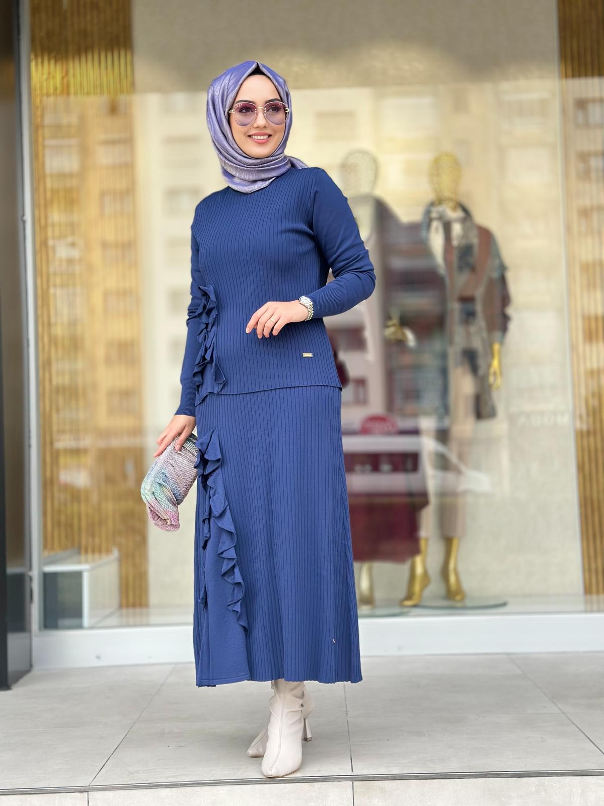 Fırfırlı Etek Takım-Tac 3081 - LACİVERT