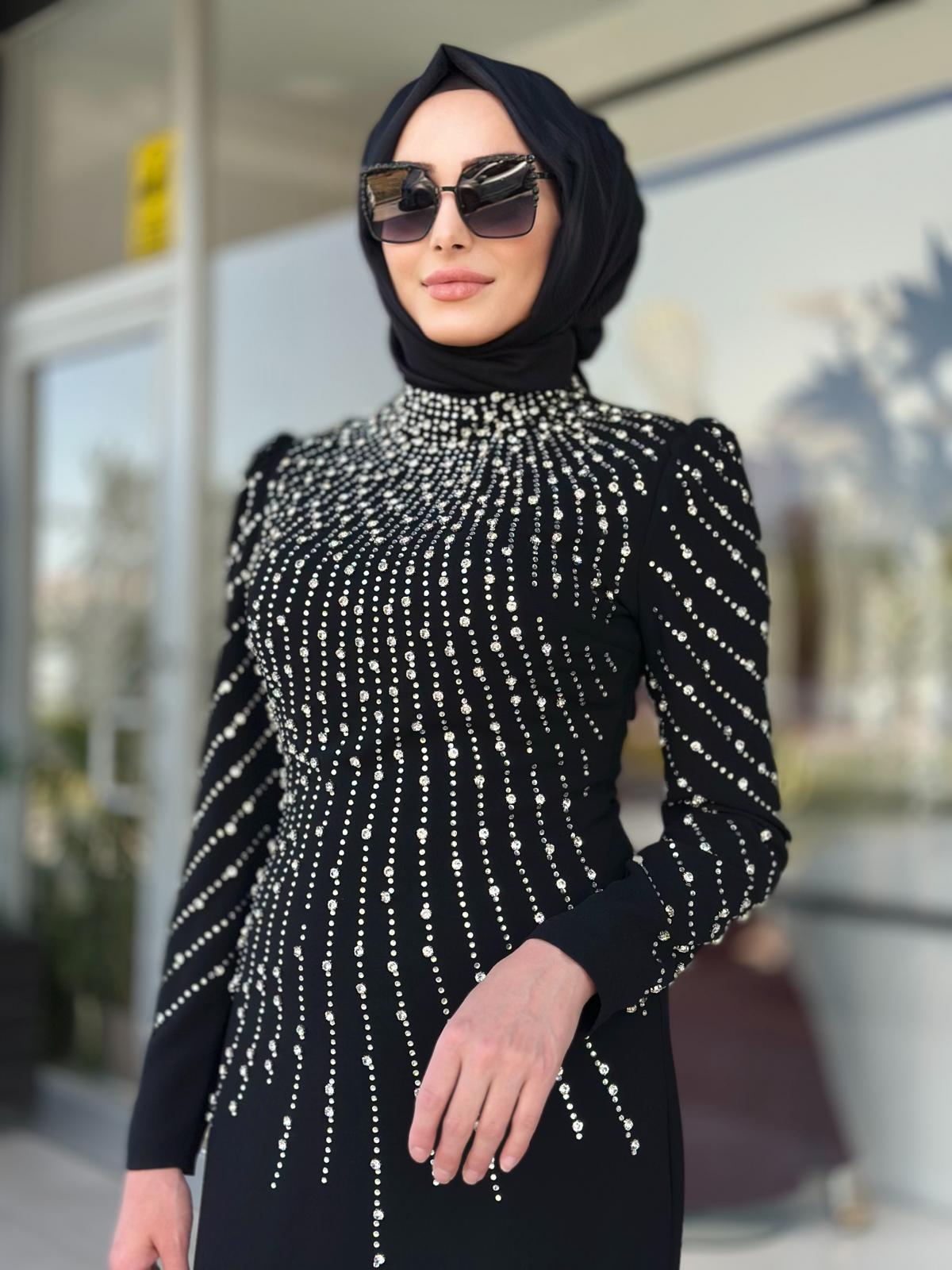 Üstü Ful Taşlı Abiye-Tac 4328