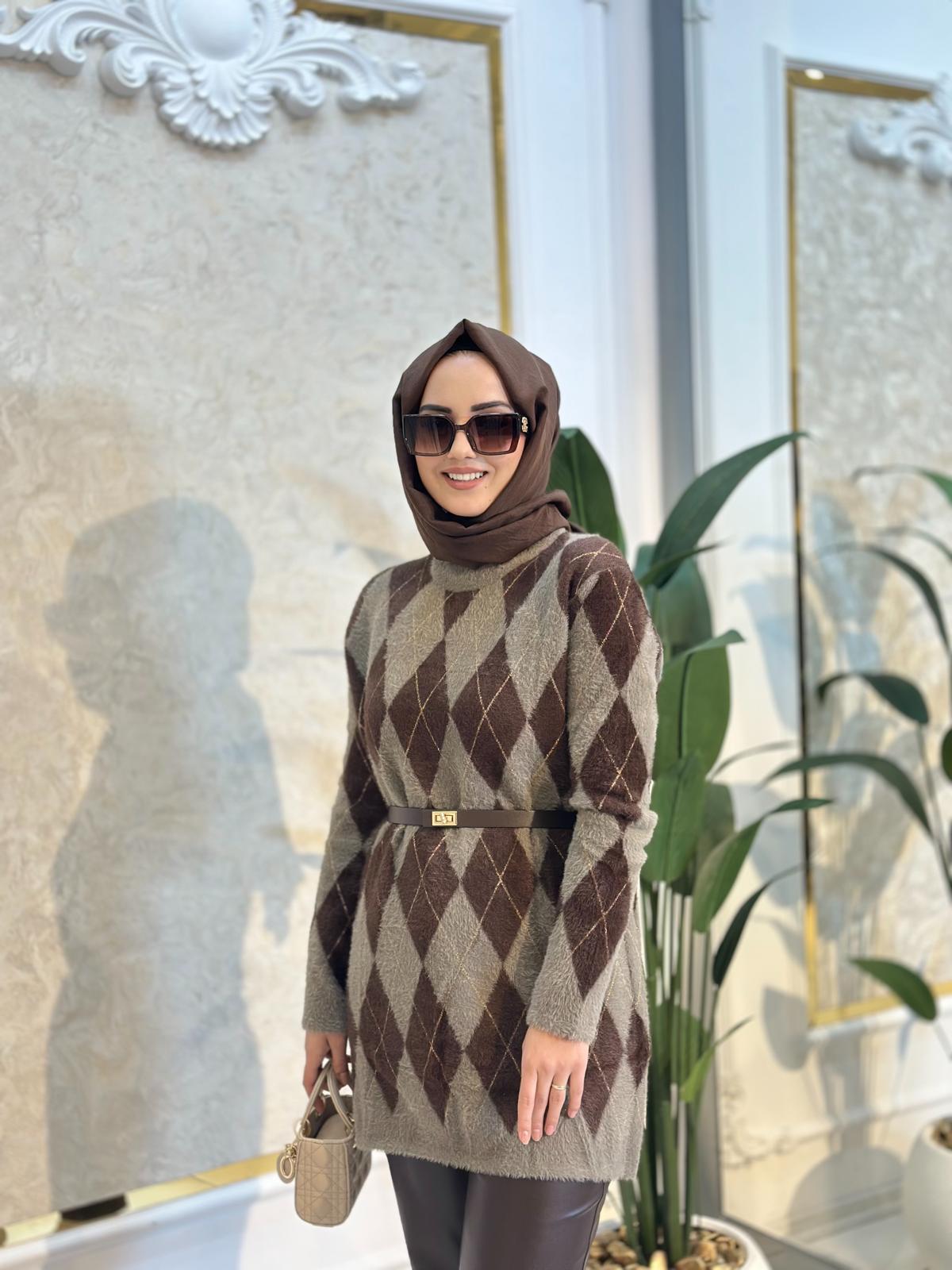 Simli Baklava Desen Angora Kazak-Tac 140542