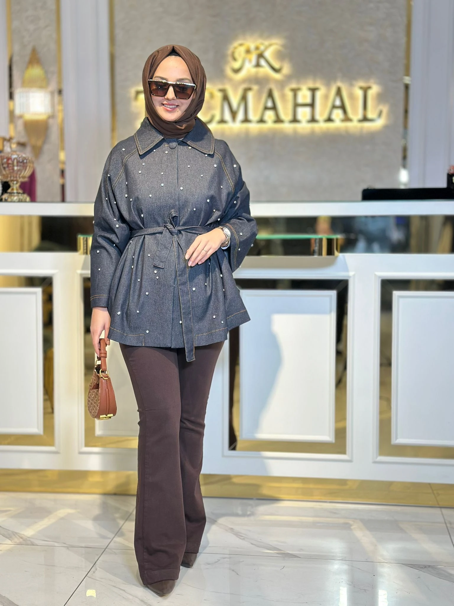 Taşlı Kot Ceket-Tac 9330