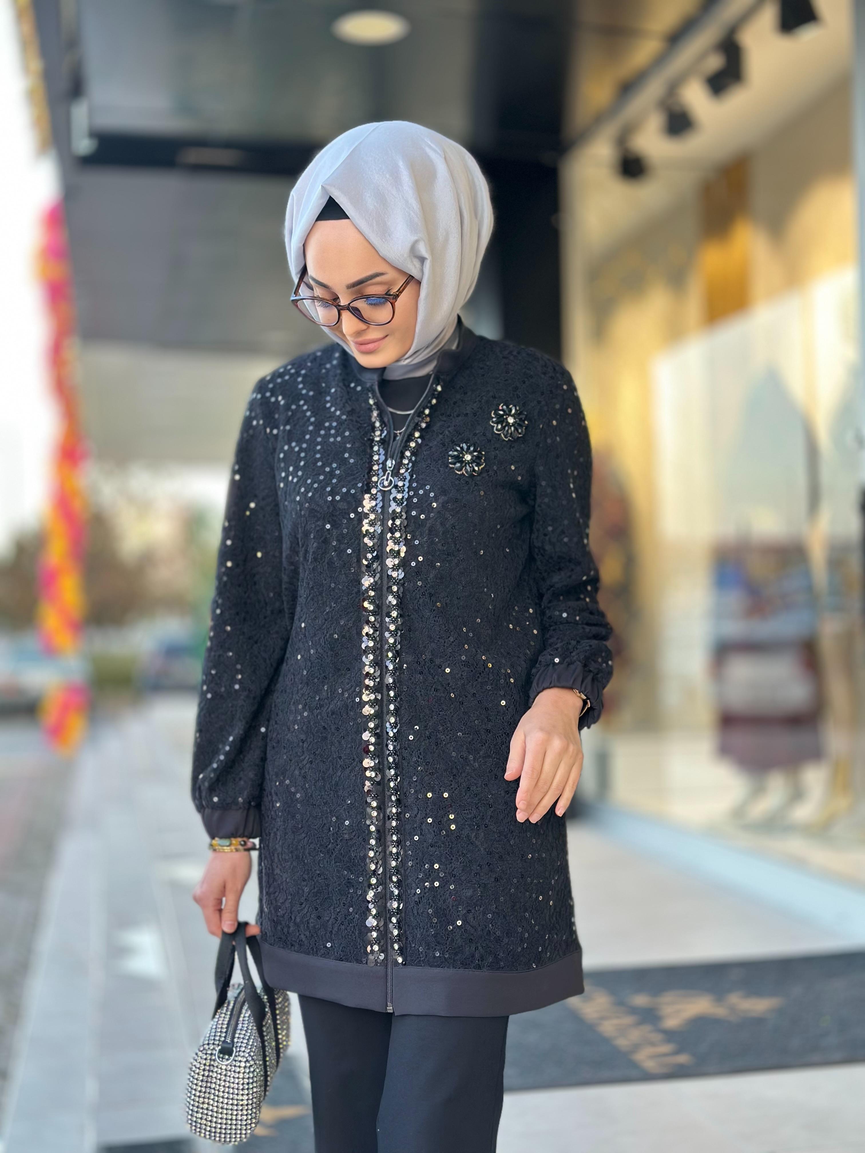 Pulpayetli Güpür Kap-Tac 4207 - SİYAH