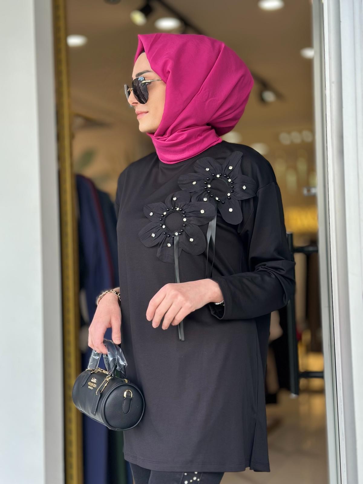 Omzu Çiçekli Tunik-Tac 2500