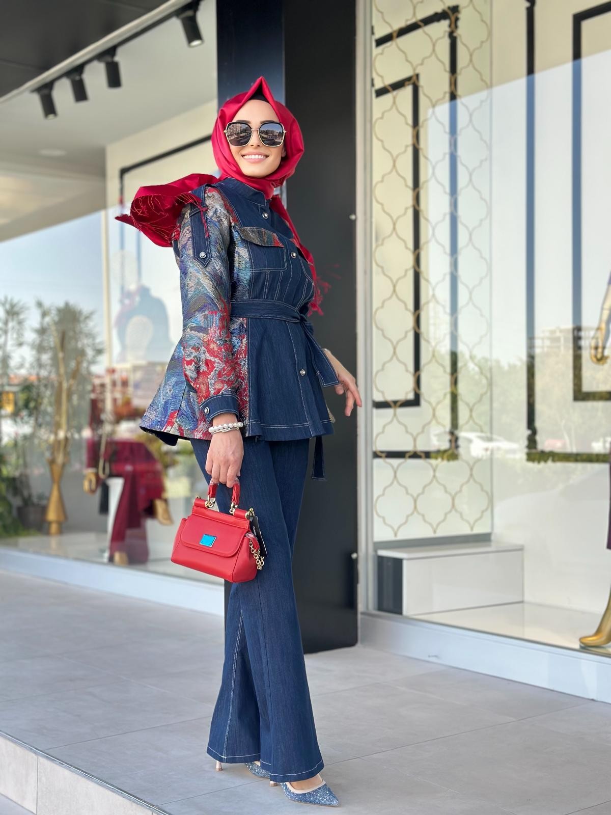 Jakarlı Denim Takım-Tac 1528