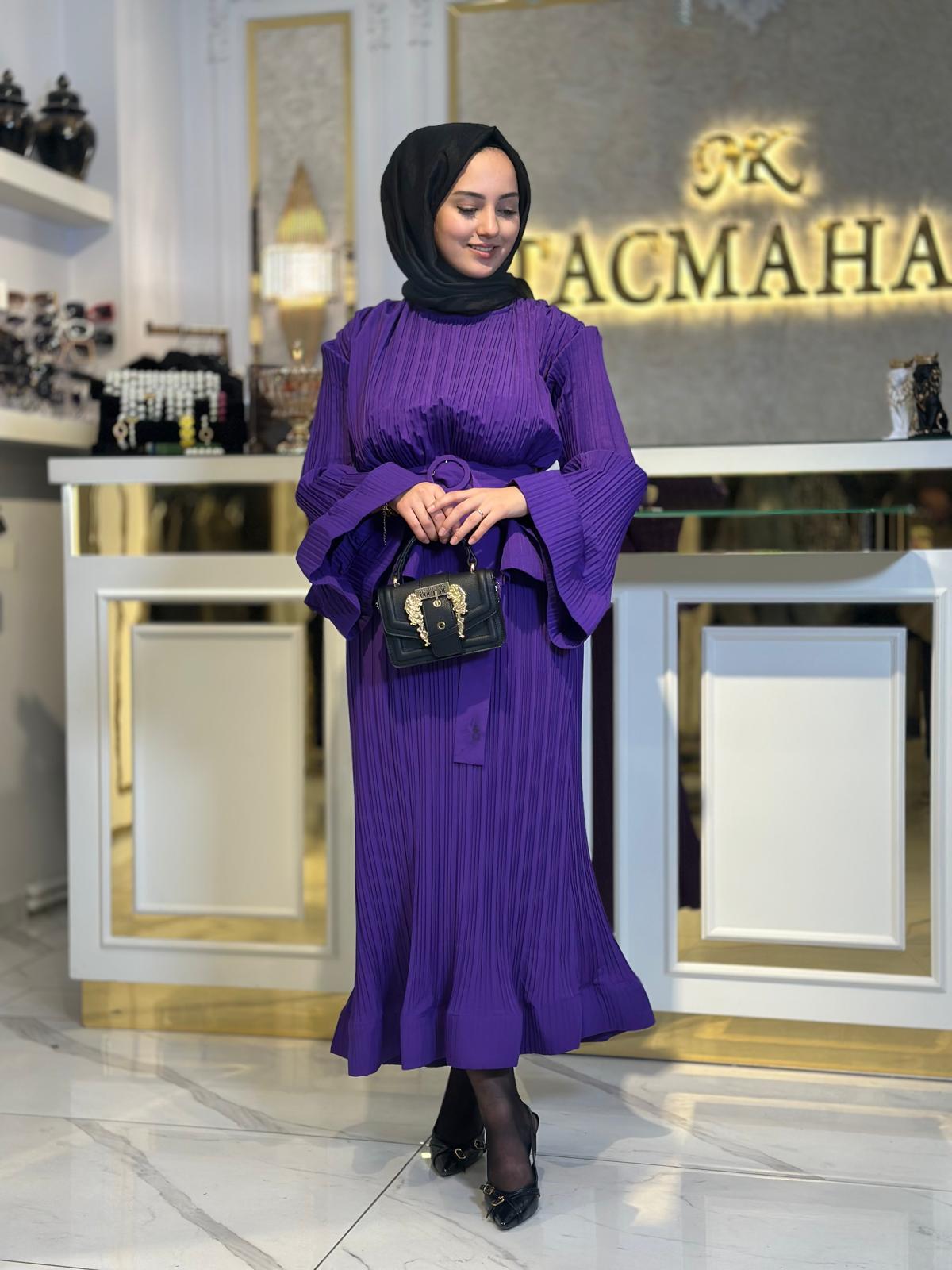 Pliseli Mor İthal Takım-Tac 85251