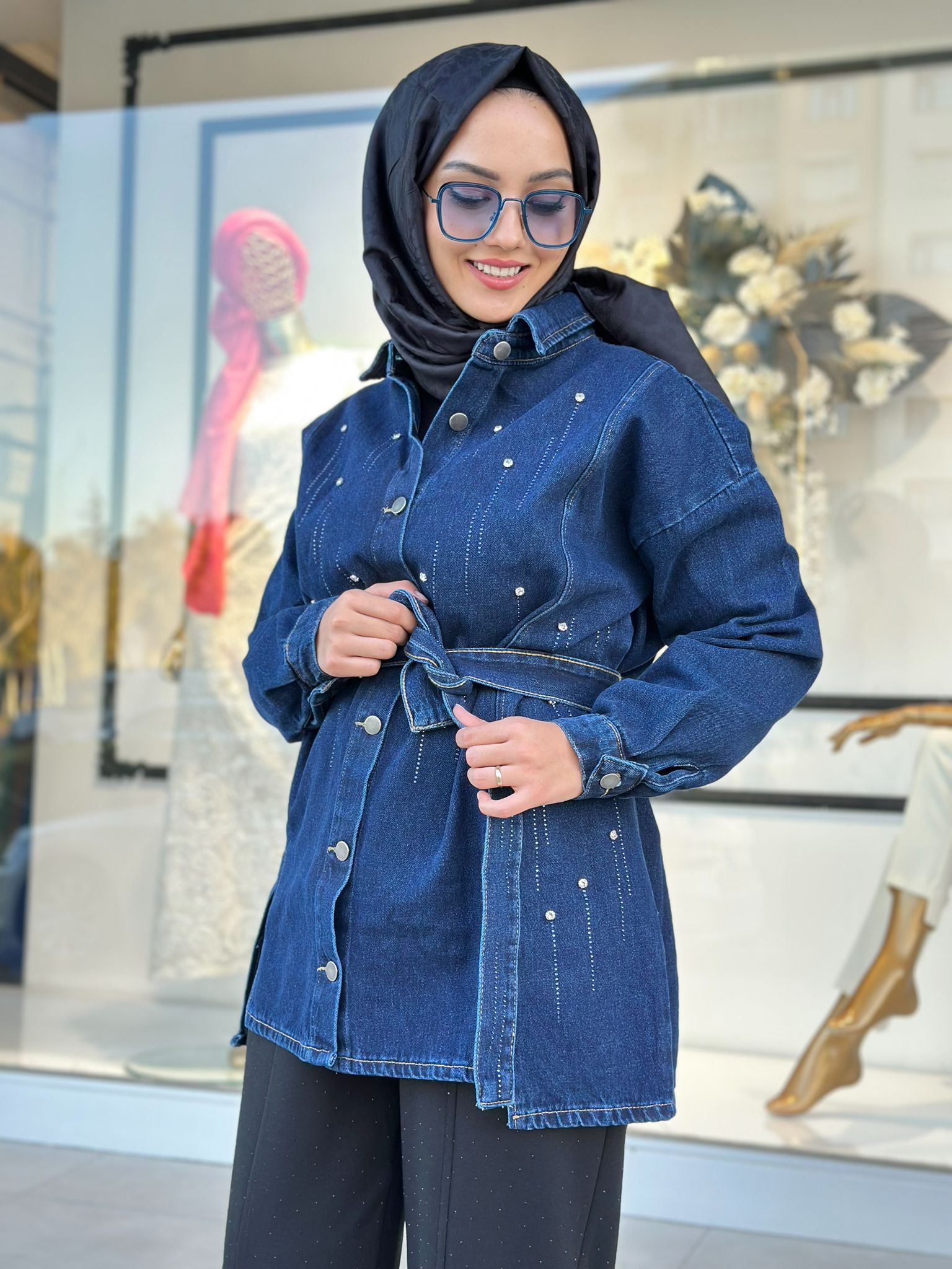 Taşlı Kot Ceket-Tac 1520