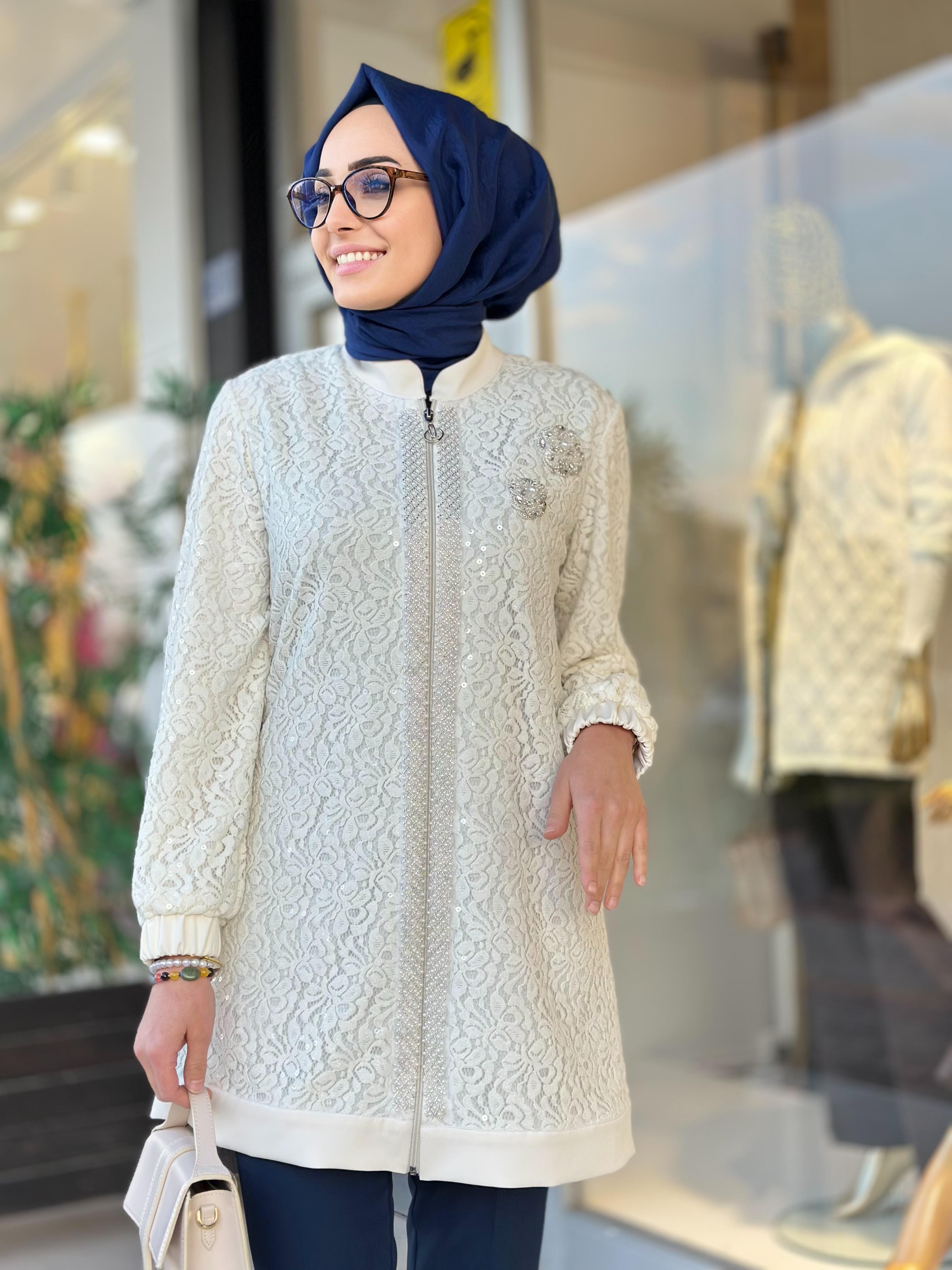 Pulpayetli Güpür Kap-Tac 4207 - Ekru