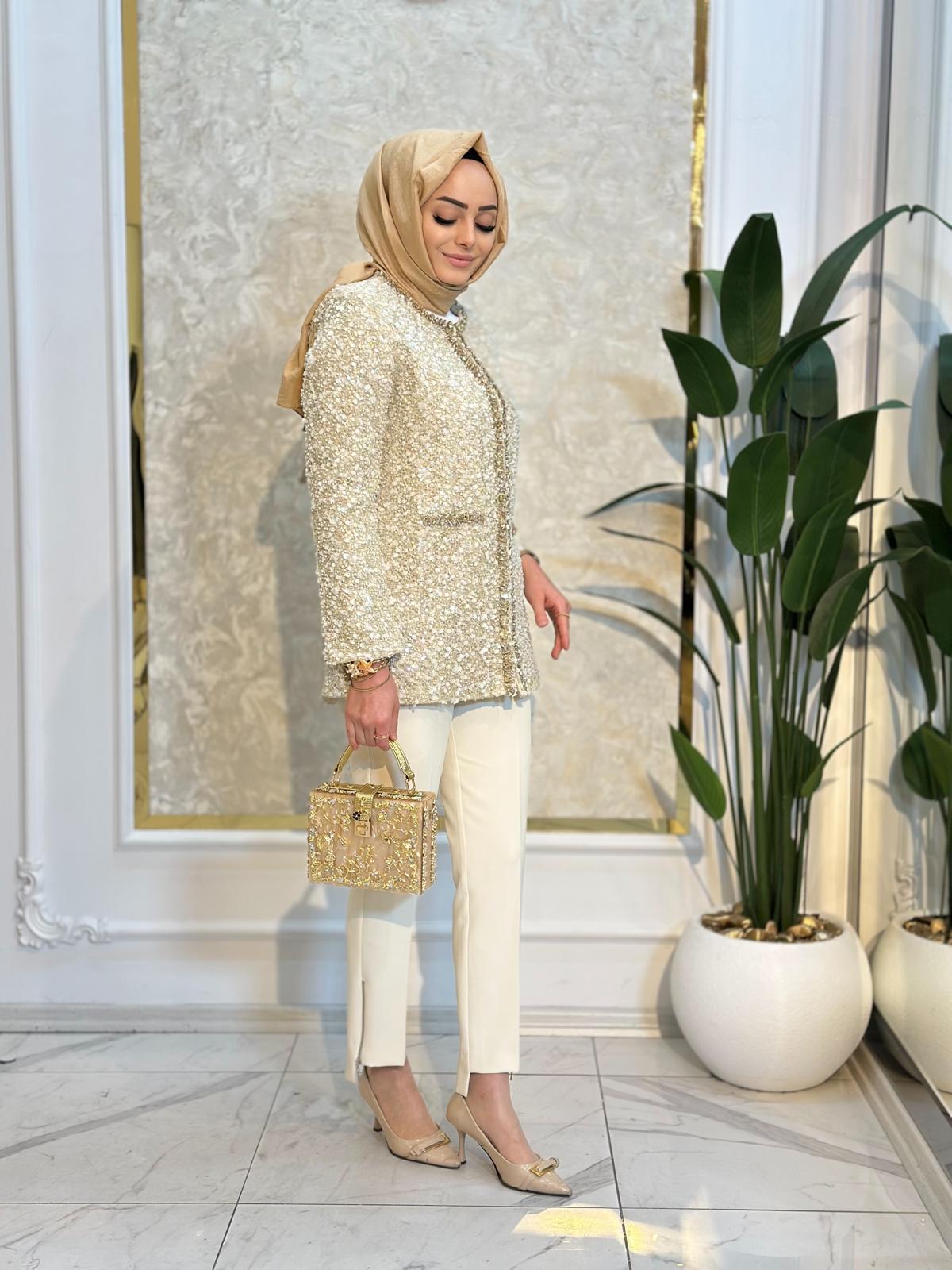 İthal İncili Ceket-Tac 54198