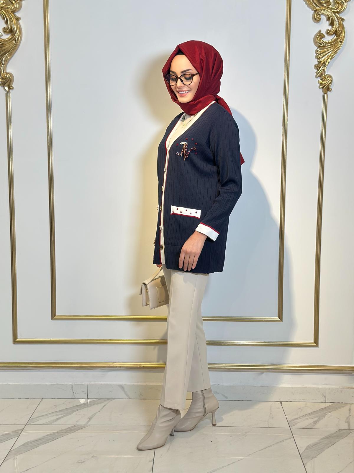 Şerit Det.Düğmeli Hırka-Tac 17023