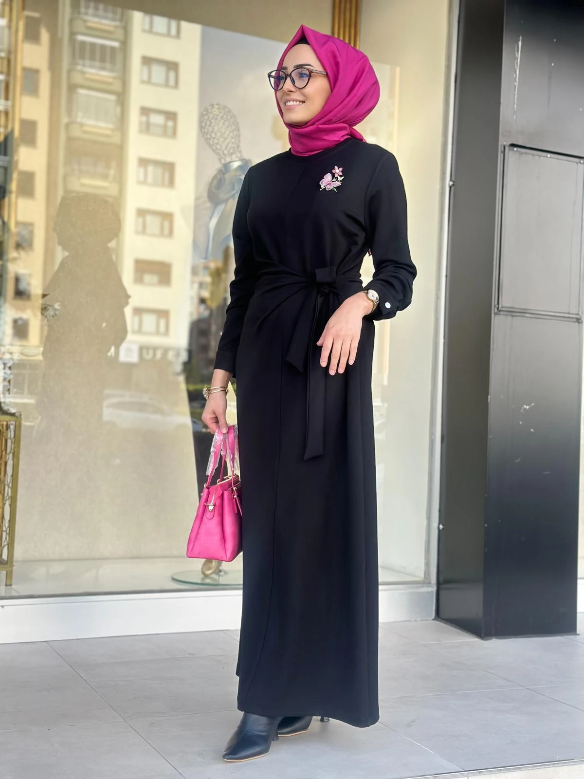 Drape Det. Elbise-Tac 13230 - SİYAH