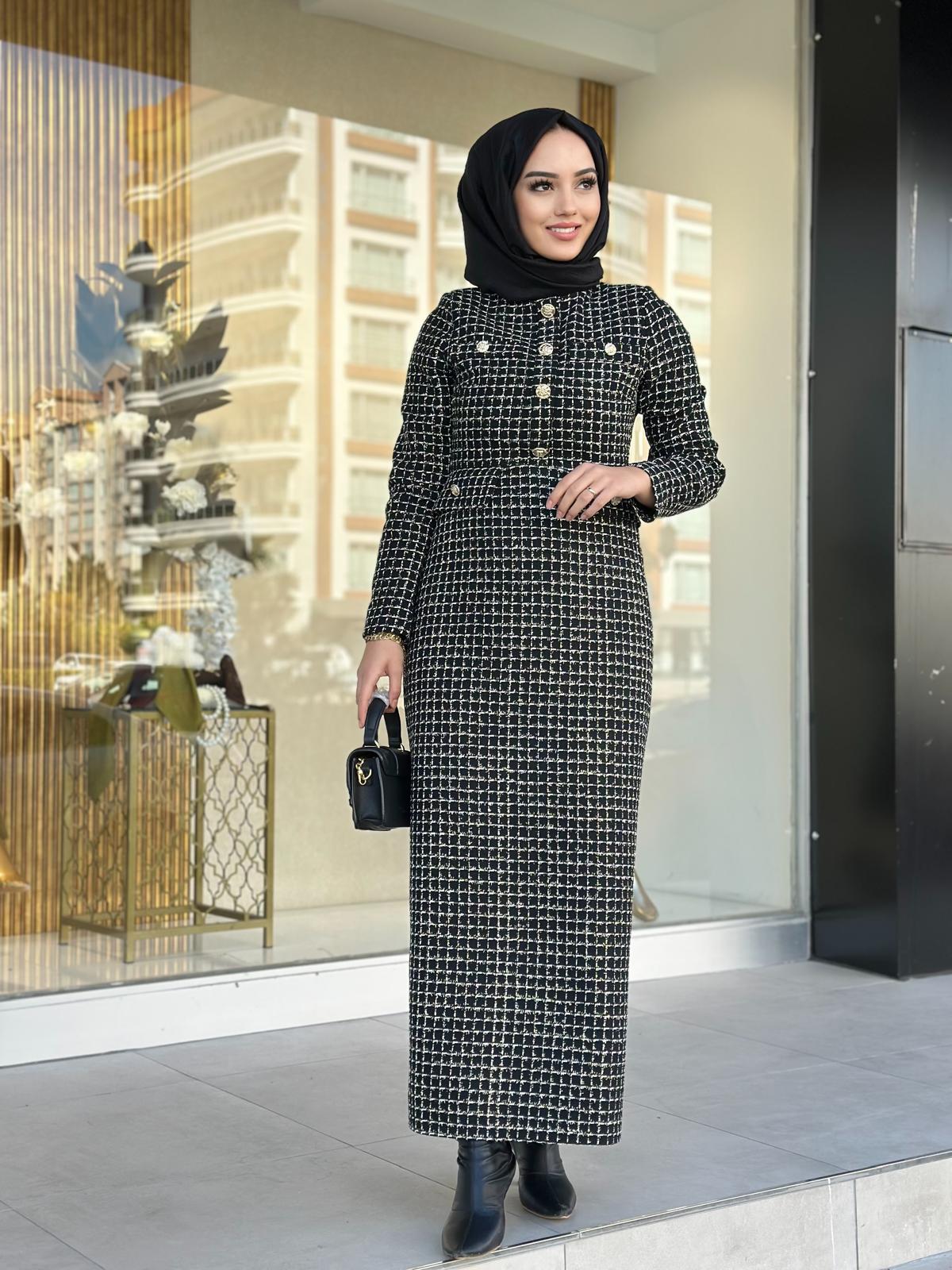 Kareli Tüvit Elbise-Tac 54001