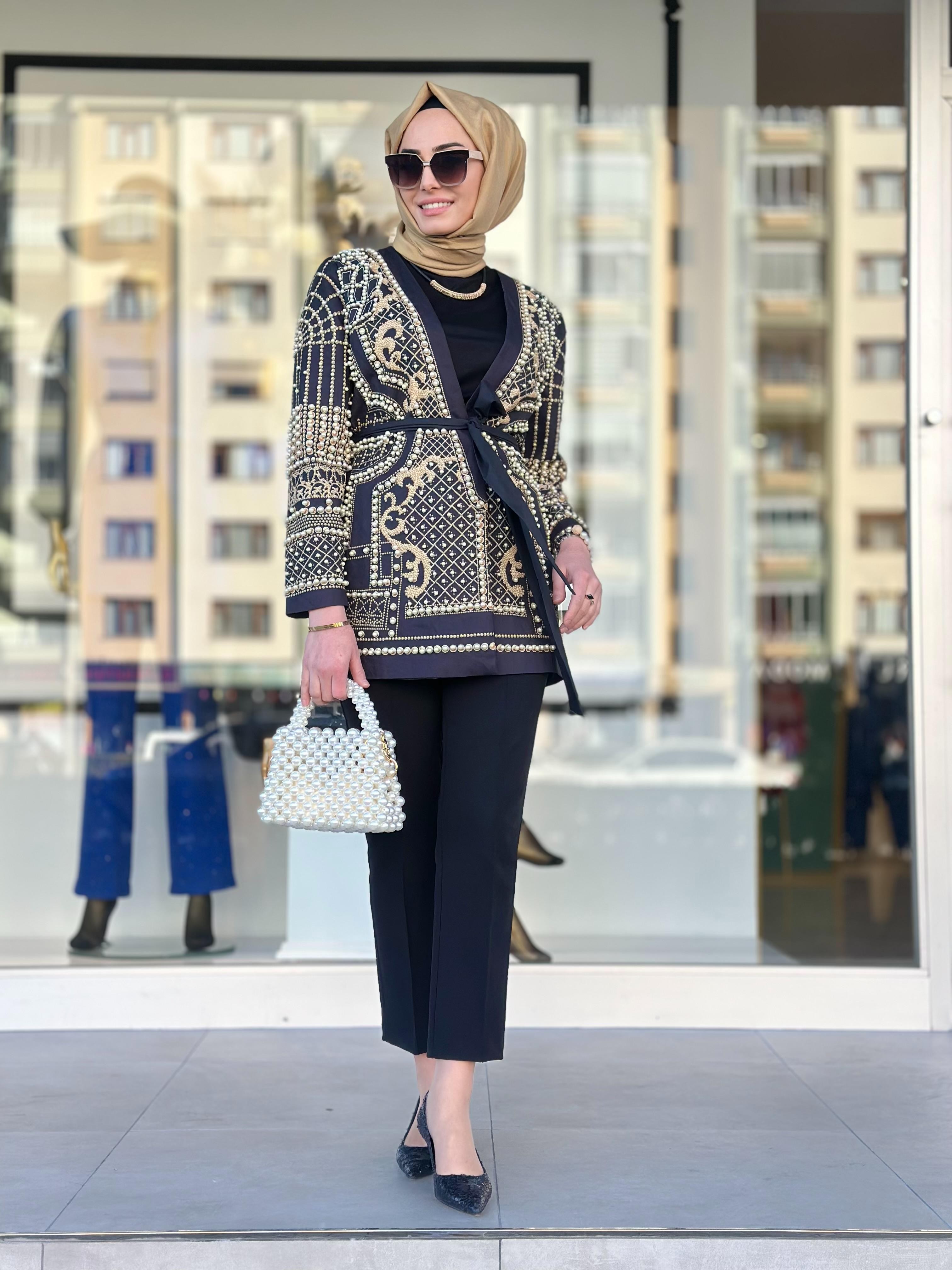 İthal İncili Blazer Ceket-Tac 9992