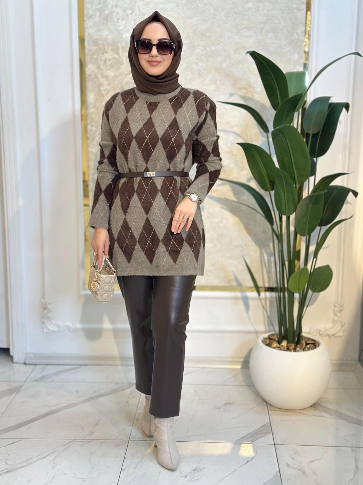 Simli Baklava Desen Angora Kazak-Tac 140542