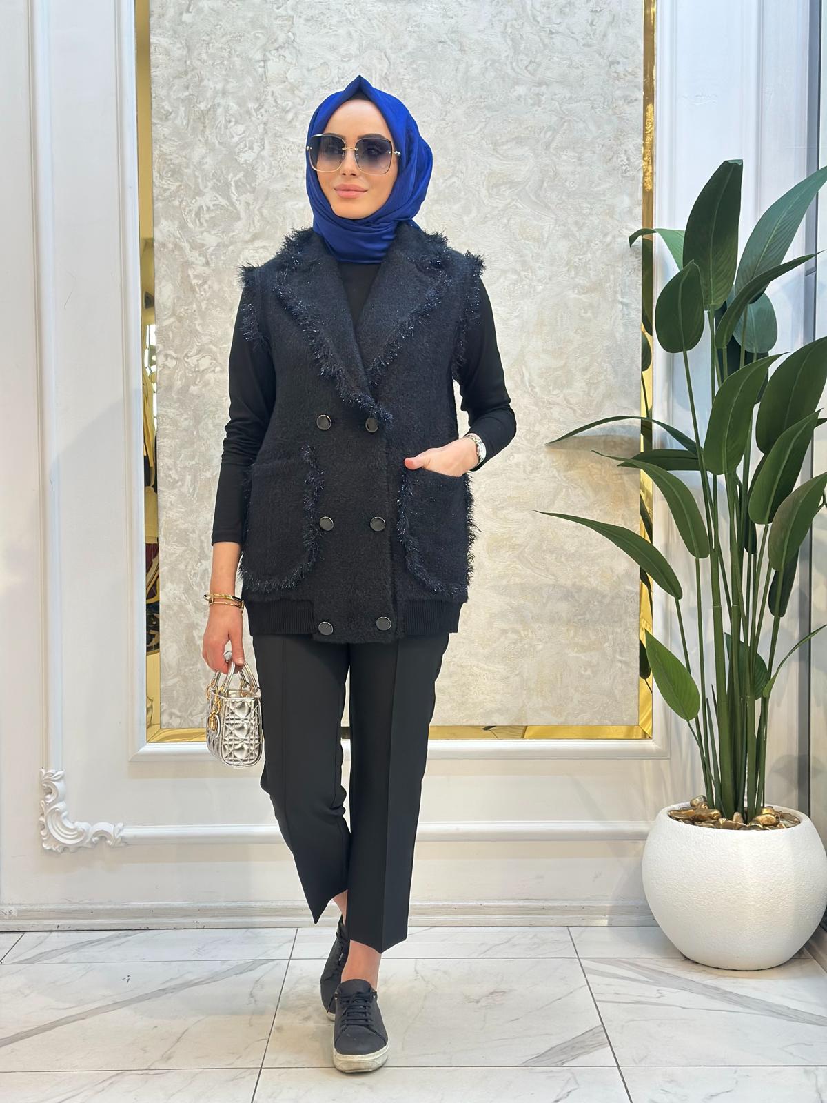 Kruvaze Düğme Det.Yelek-Tac 20763