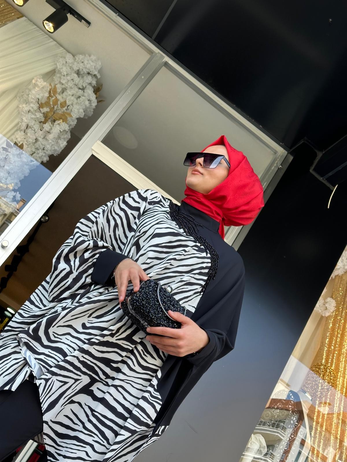 Zebra Desenli Pelerin-Tac 1110
