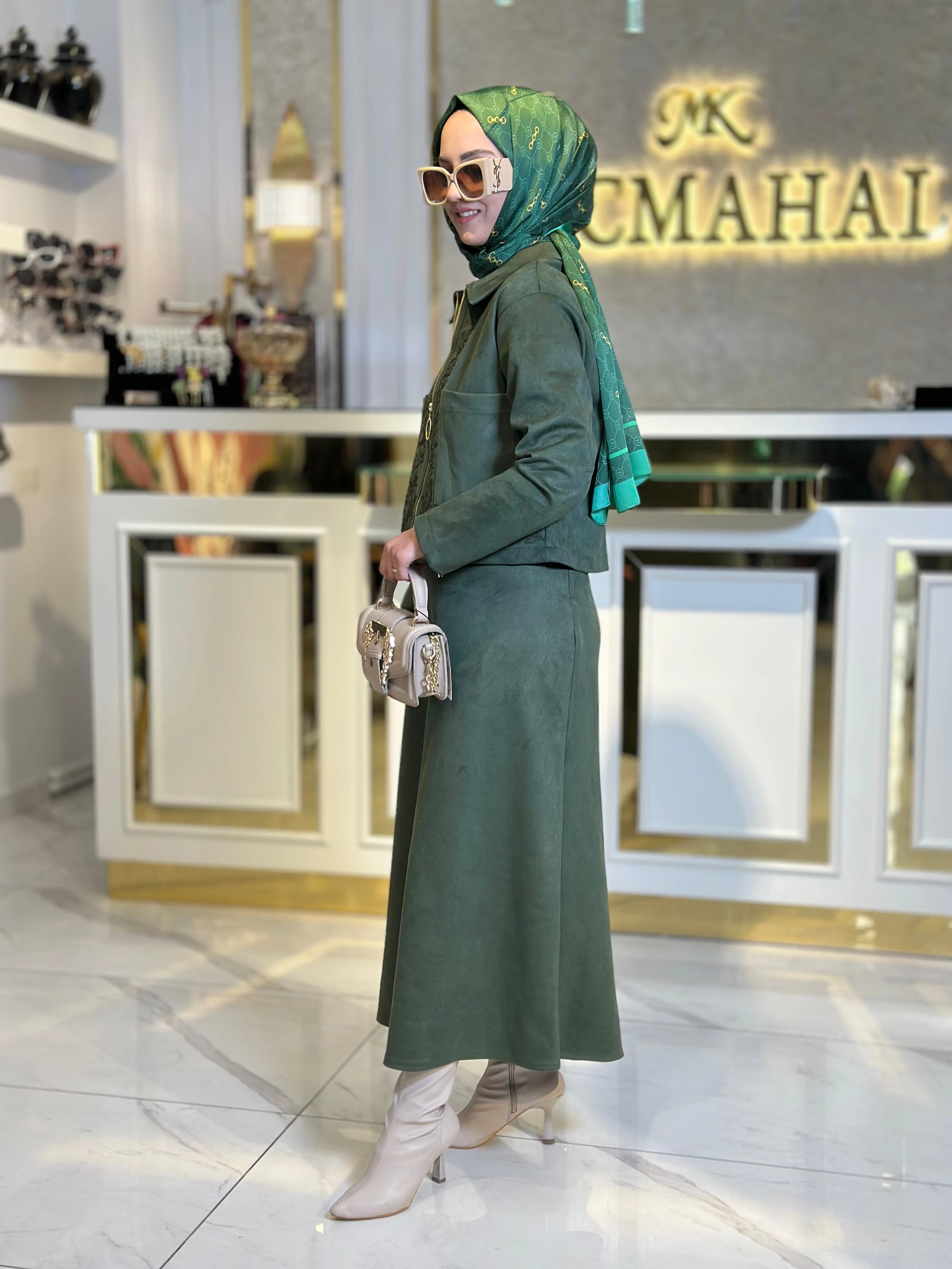 Süet Etekli Takım-Tac 14396