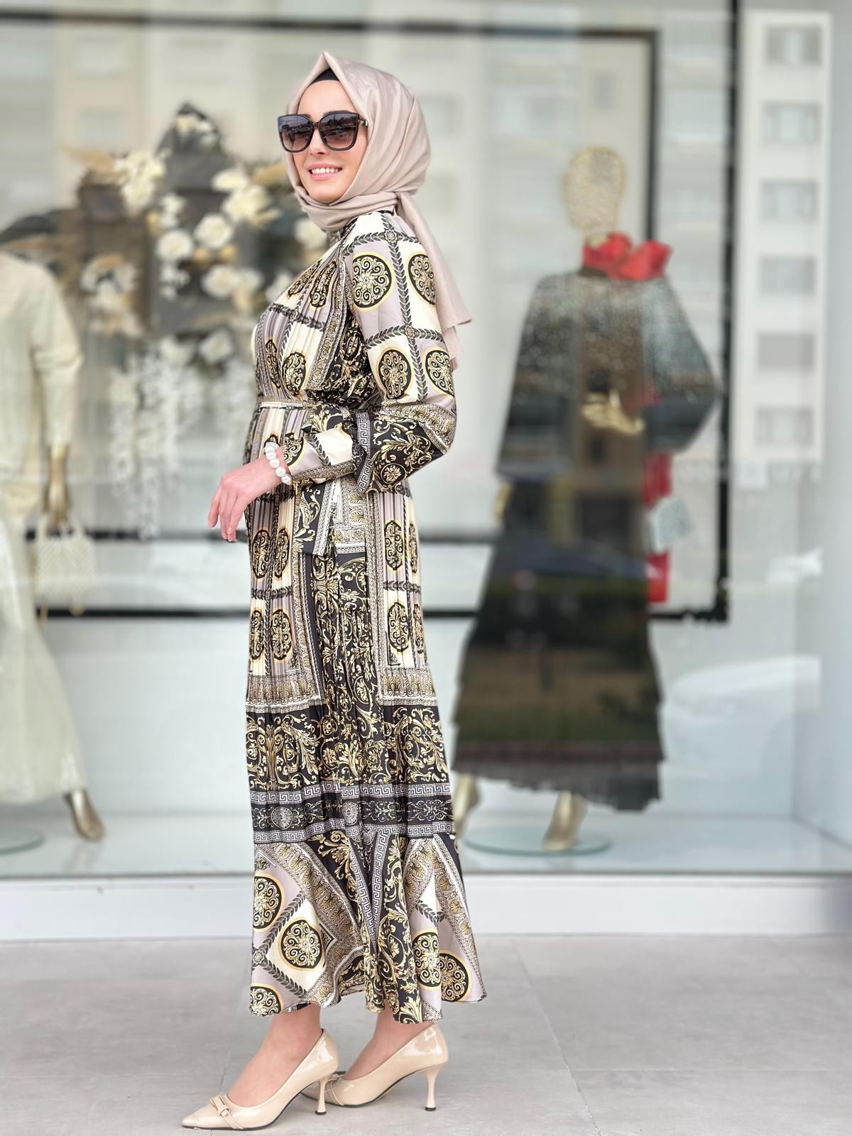 Versace Saten Elbise-Tac 49838