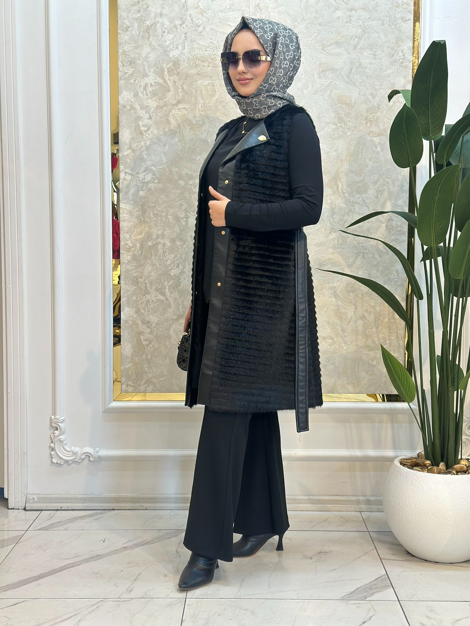 Angora Uzun Yelek-Tac 01522