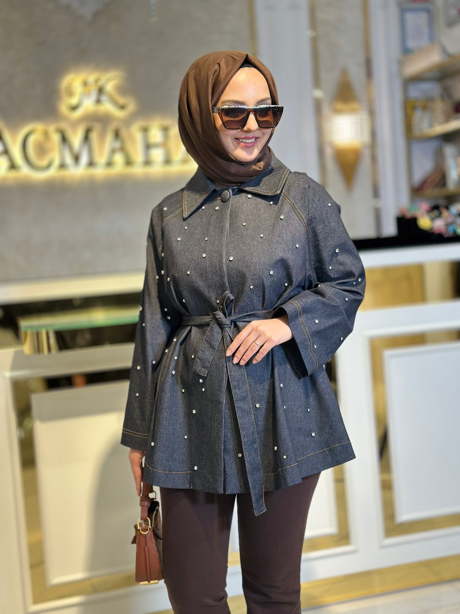 Taşlı Kot Ceket-Tac 9330