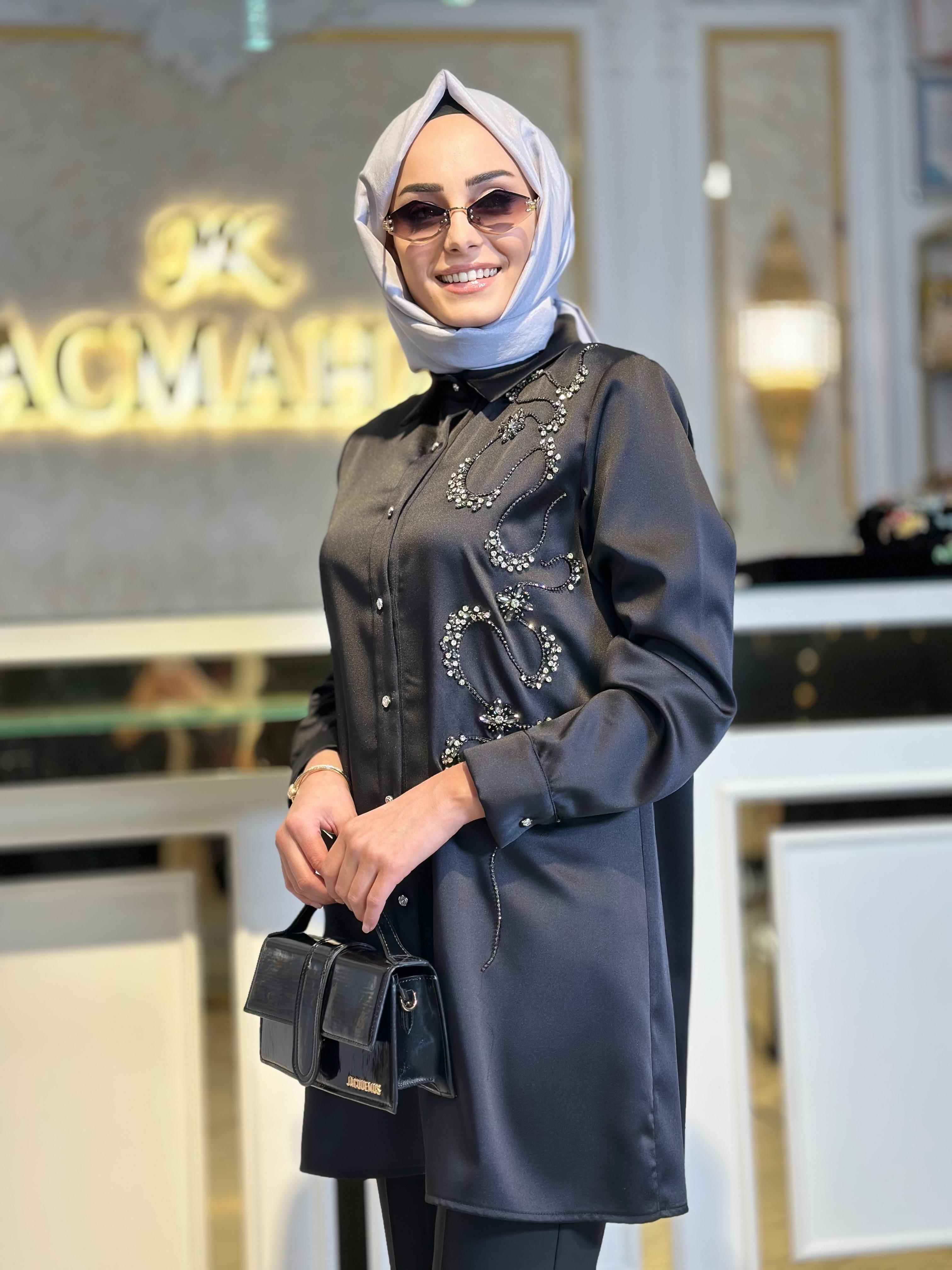 Taş Det. Saten Tunik-Tac 3208