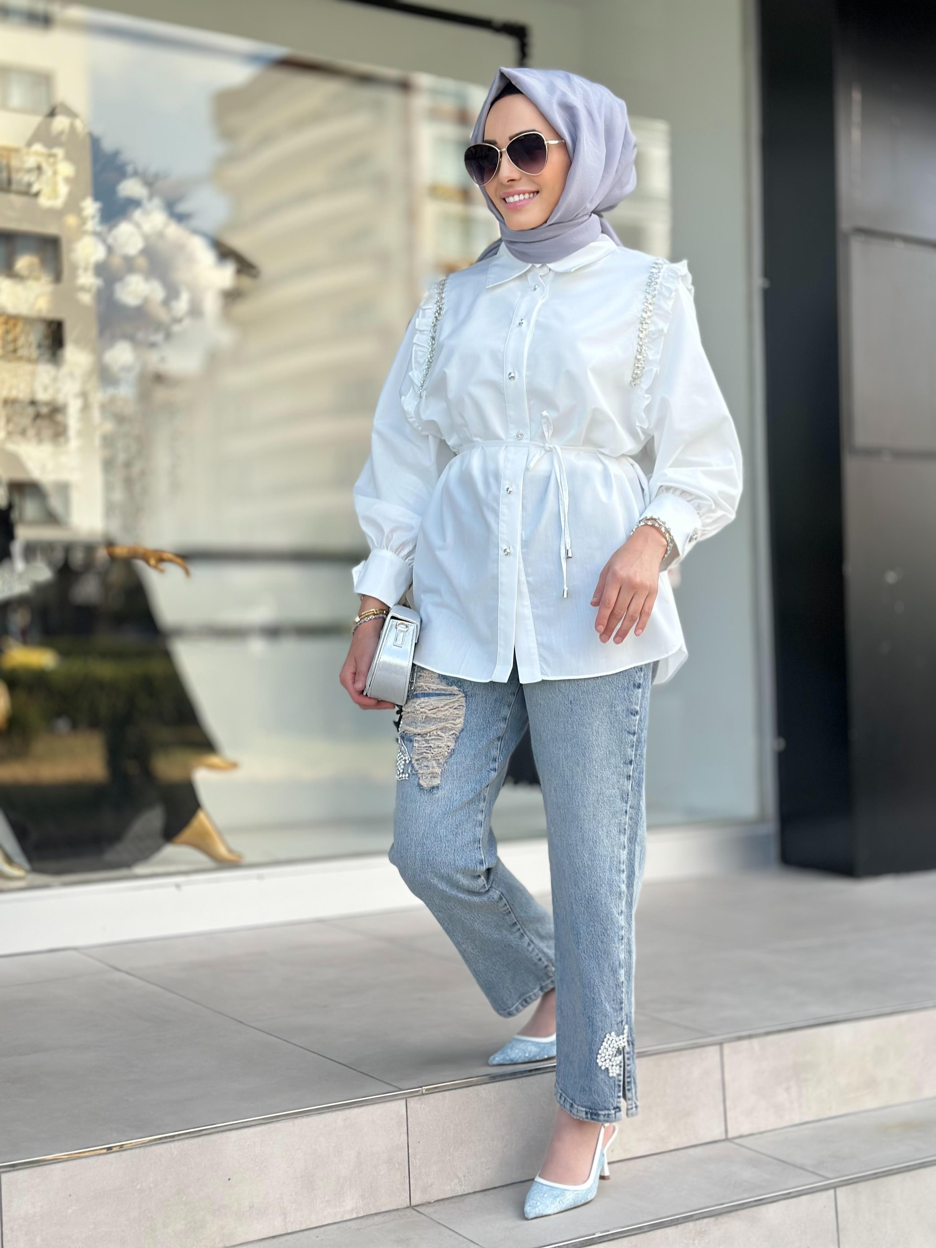 Omzu Taşlı Gömlek-Tac 8715