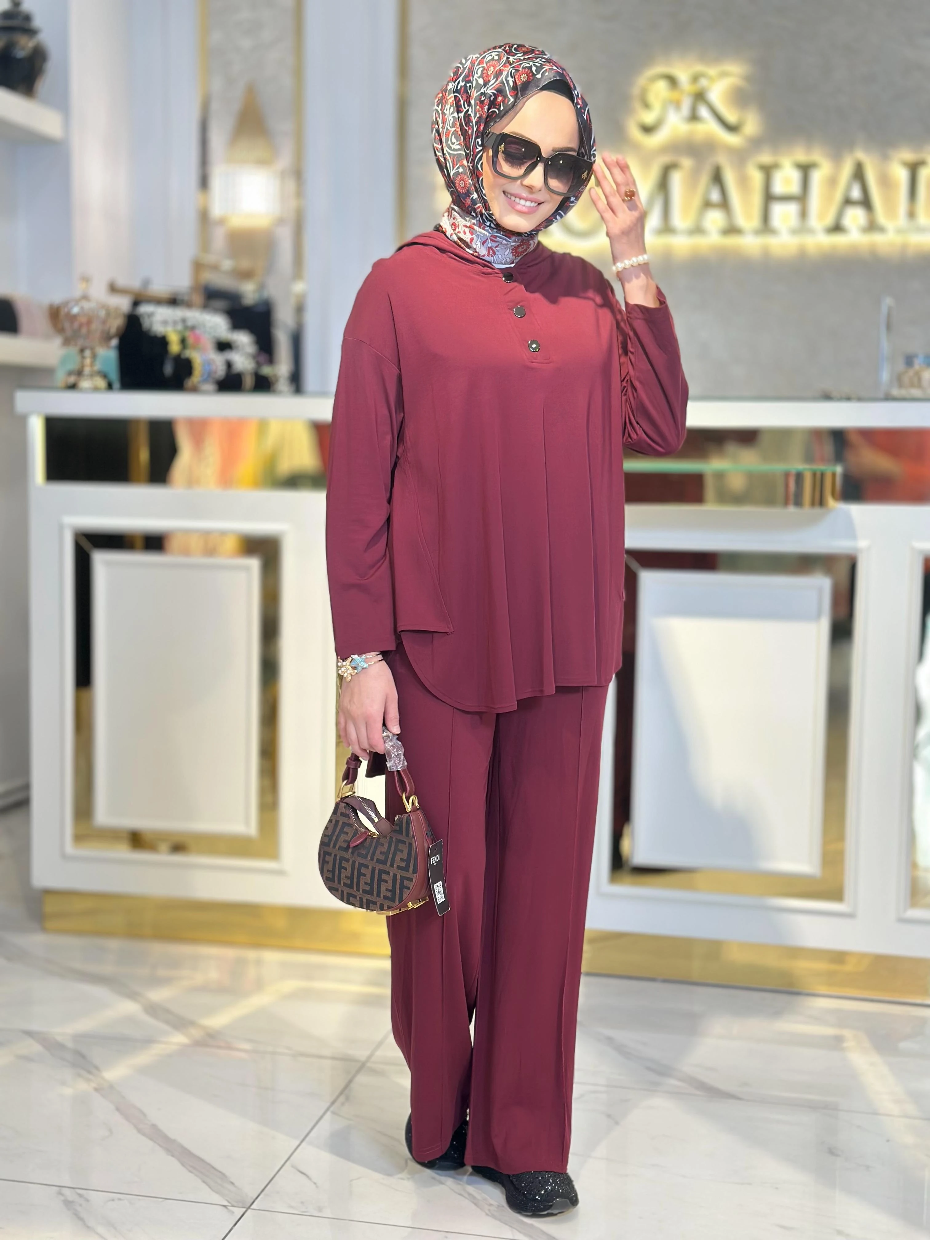 Kapüşonlu Spor Pant. Takım-Tac 1590 - BORDO