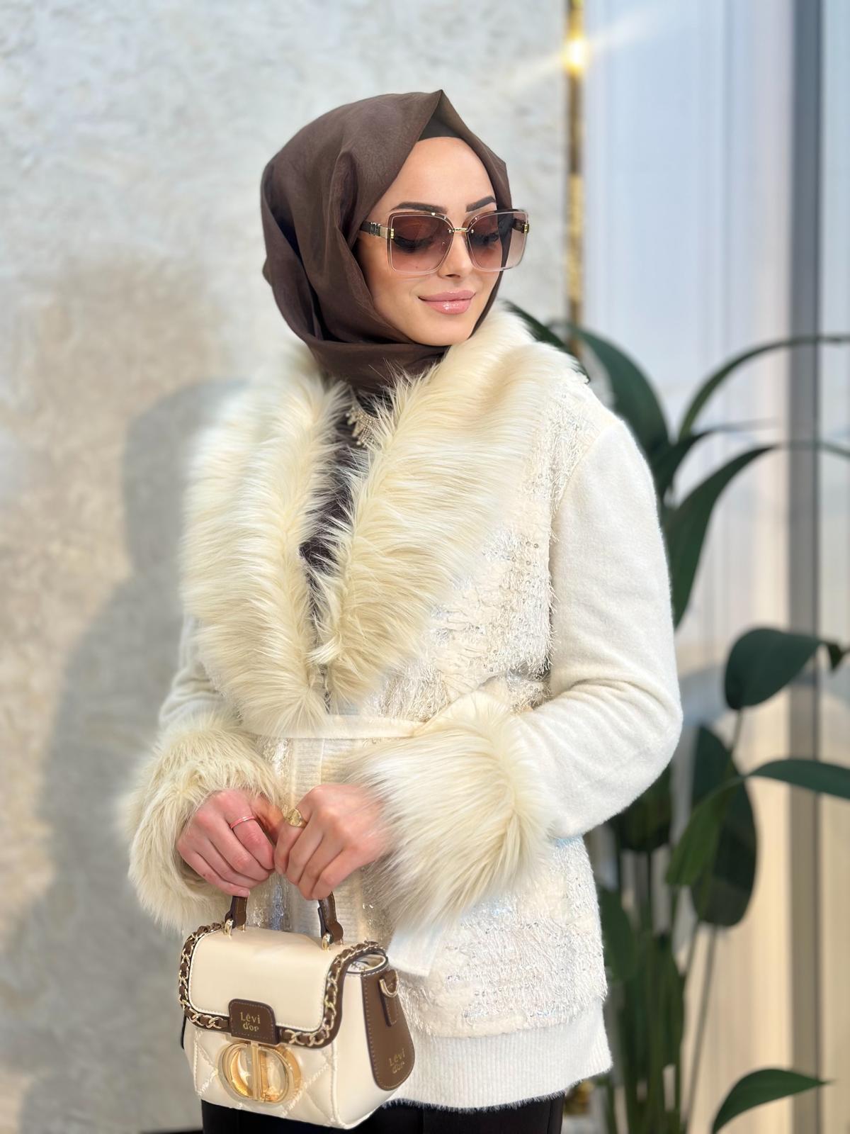 Kürklü Giyçık-Tac 7945 - Ekru