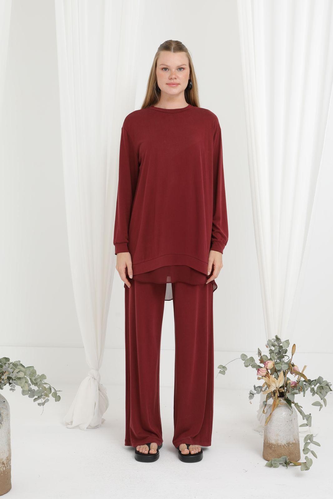 Modal Penye Pant.Takım-Tac 14352 - BORDO