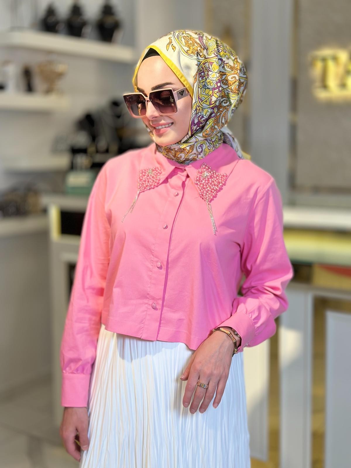 Yaka Aksesuar Det.Gömlek-Tac 19393 - Pembe